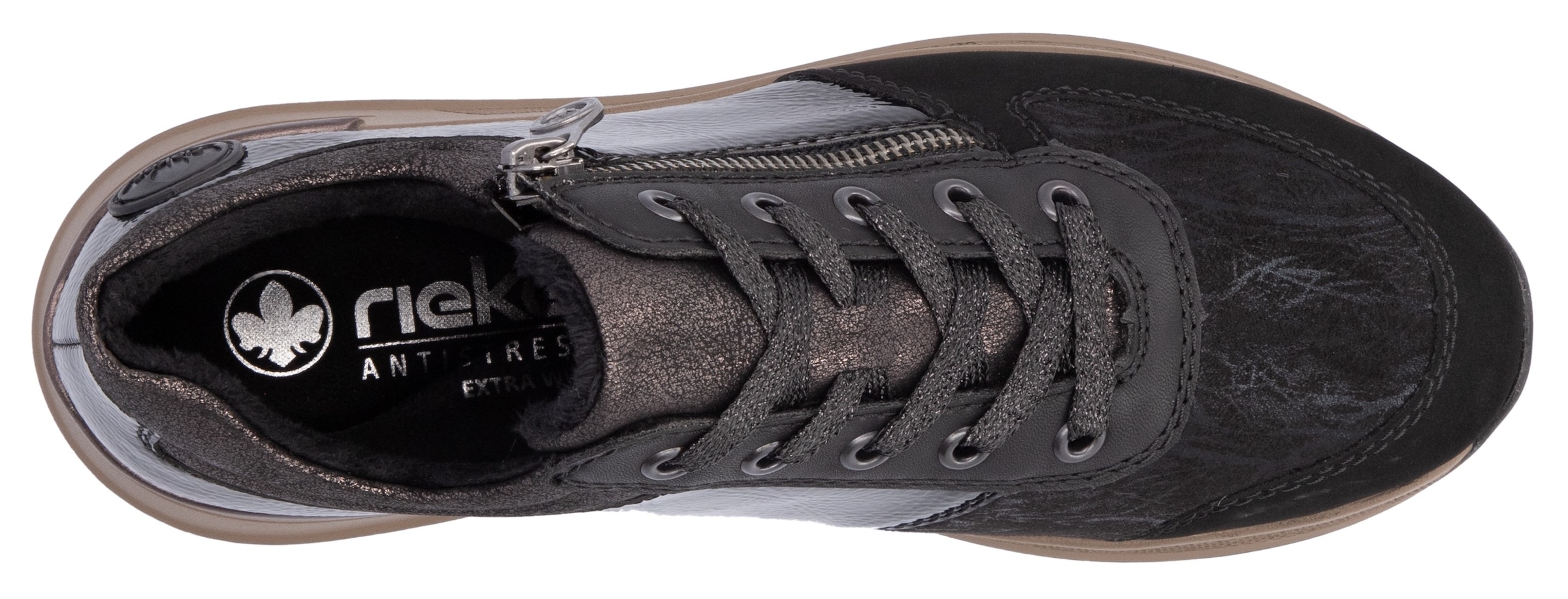 Rieker Sneaker  , Freizeitschuh, Halbschuh, Schnürschuh mit seitlichem Reißverschluss