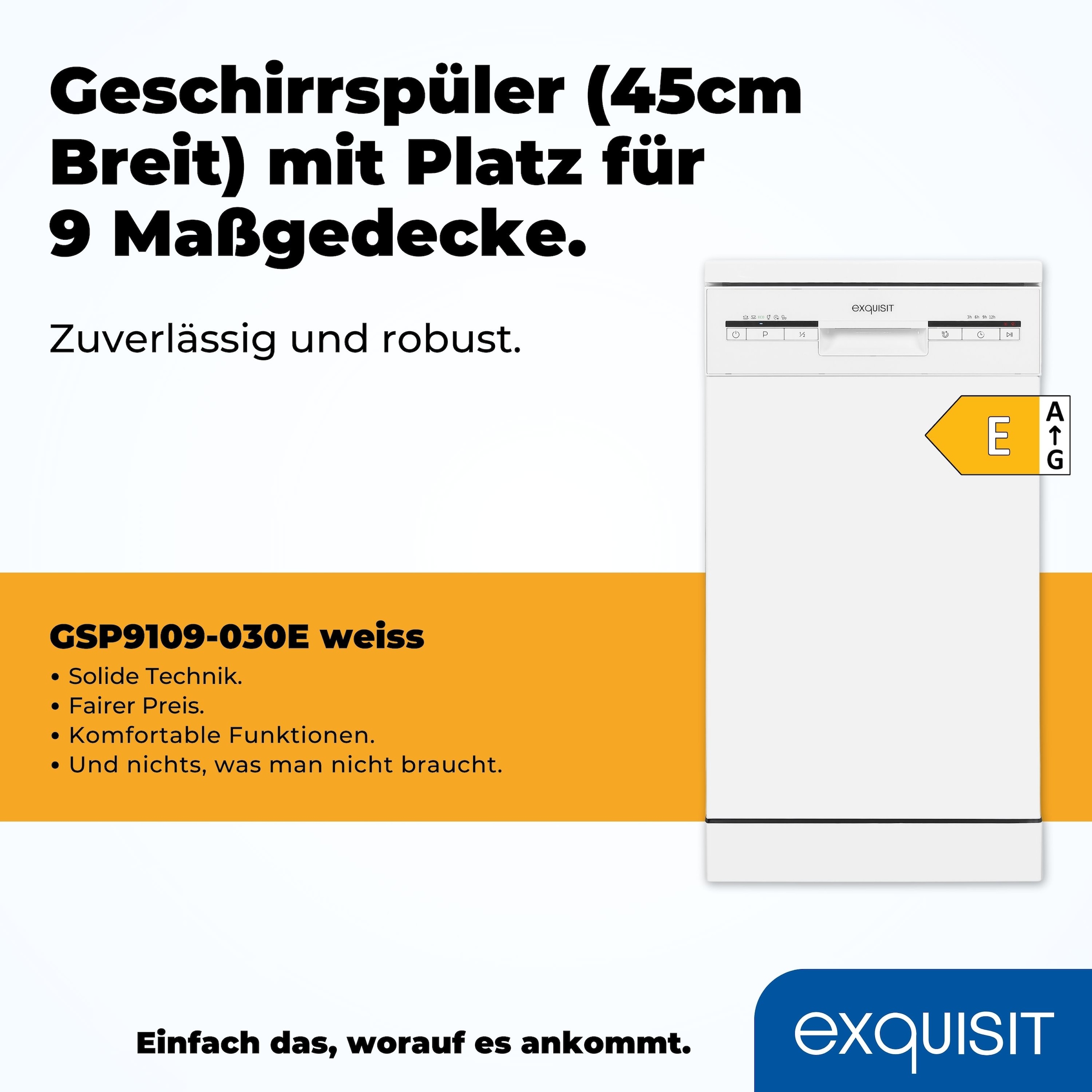 exquisit Standgeschirrspüler »GSP9109-030E weiss«, 9 Maßgedecke