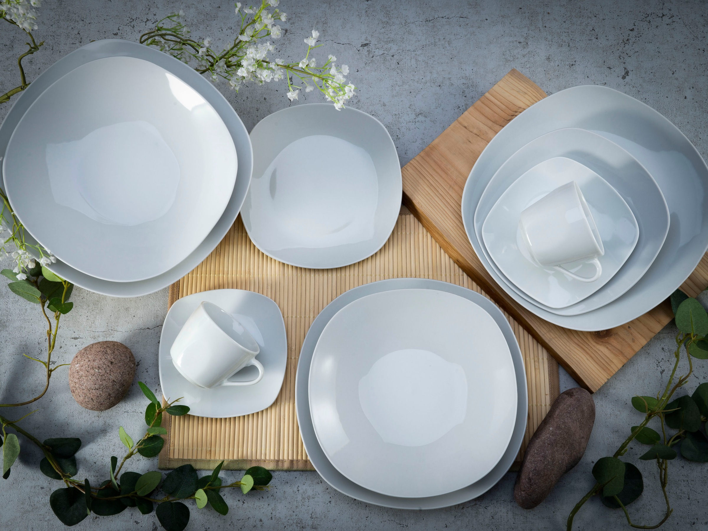 CreaTable Kombiservice »Square Weiss«, (Set, 30 tlg.), abgerundete, quadratische Form