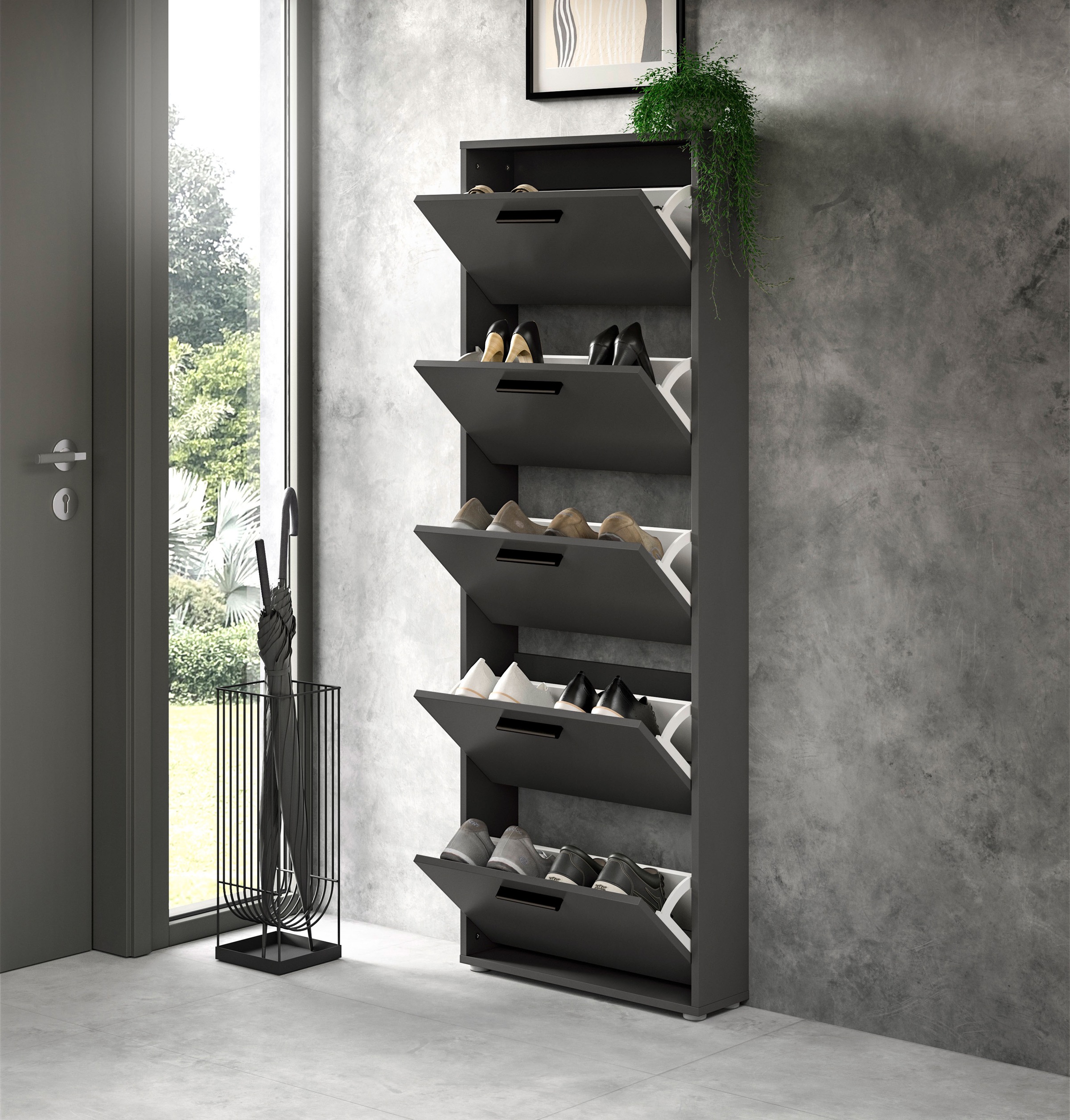 HBZ Schuhkommode »Sam Schuhkipper, Schuhschrank BxHxT 59x169x17 cm«, (1 St.), mit 5 Klappen