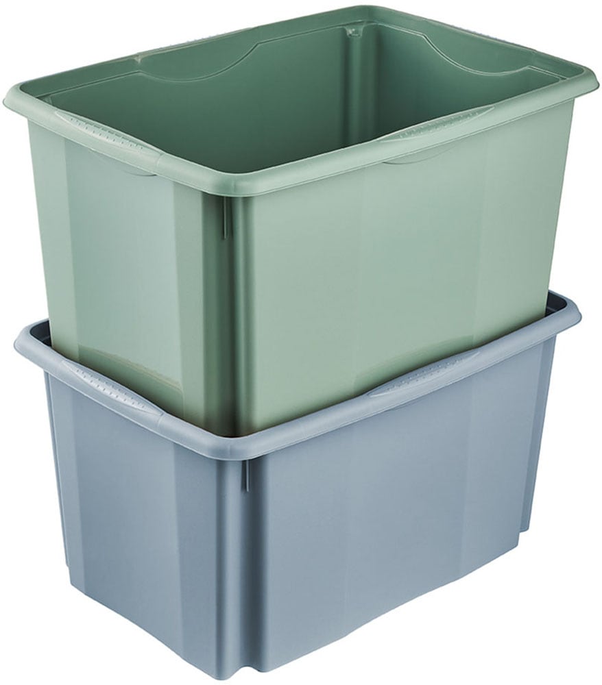 keeeper Aufbewahrungsbox »Emil, Box mit Deckel, 2er Set, 45 L, 55,5x40x30 cm« ineinander und aufeinander stapelbar