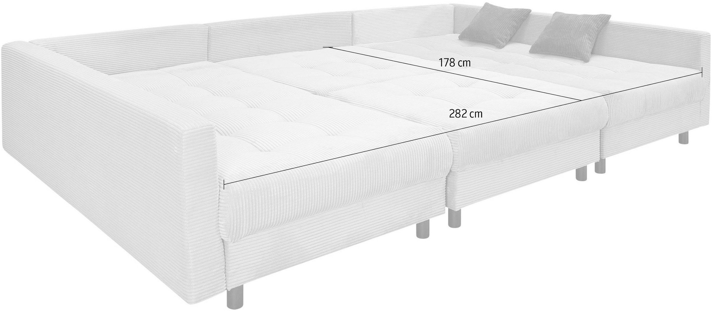 OTTO home Wohnlandschaft »Antonia U-Form, B: 298 cm« Wohnlandschaft, Rückenkissen, 2 ottomane, Komfortablem Bonnelfederkern