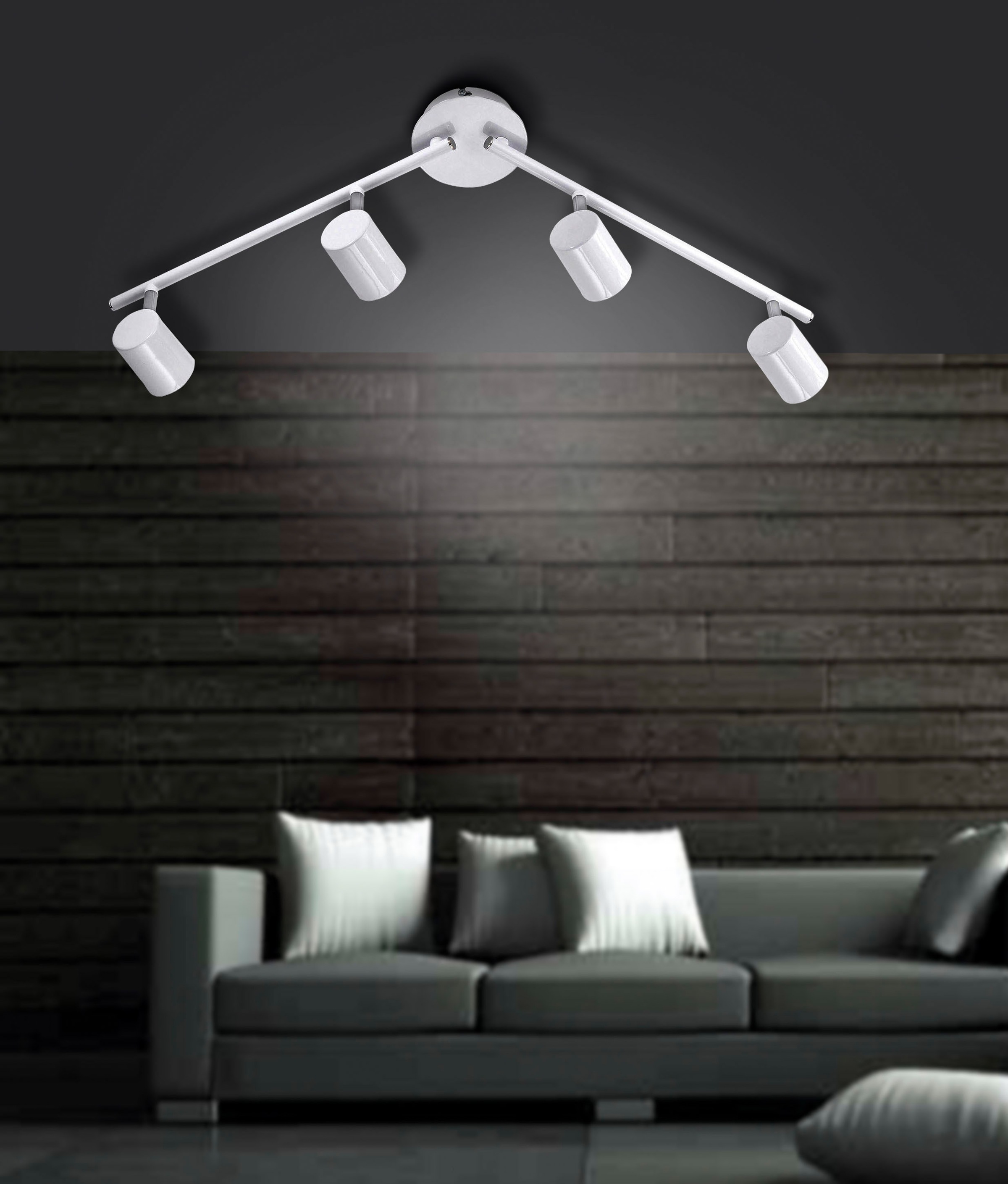 my home LED Deckenleuchte »Maci«, 4 flammig, Leuchtmittel GU10 | Leuchtmittel wechselbar, schlichtes Design, warmweißes LED-Licht, dreh- und schwenkbare Spots