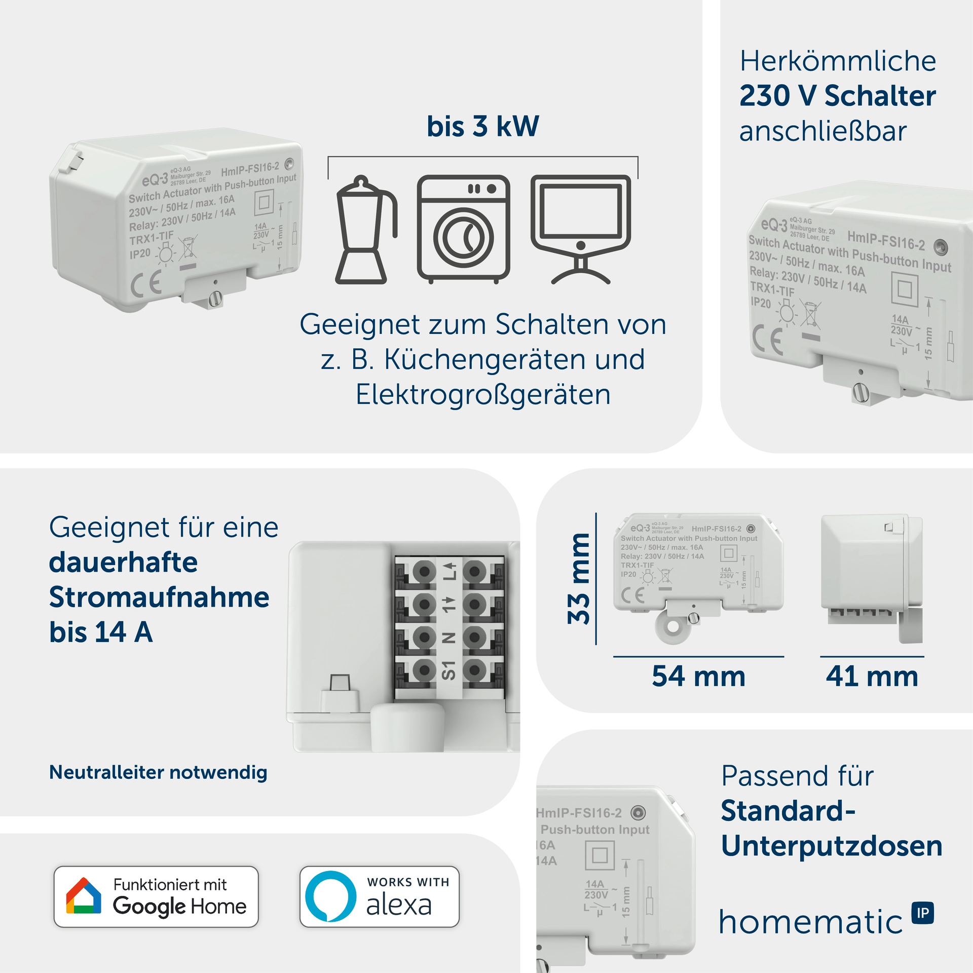 Homematic IP Unterputzschalter »Schaltaktor mit Tastereingang – Unterputz V2«