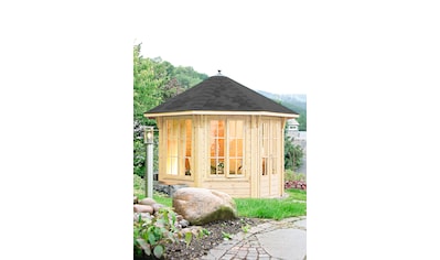Holzpavillon »Capri 3.5«, (Set), BxT: 430x430 cm, mit Dachschindeln und Fußboden