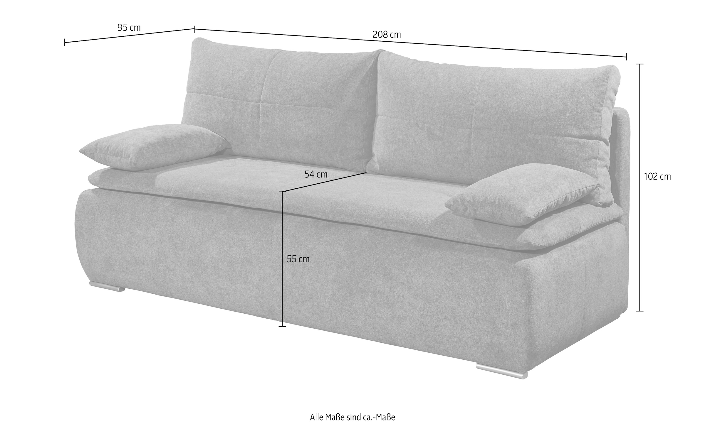 ED EXCITING DESIGN Schlafsofa »Jana«, mit Bettkasten & 2 Armlehnenkissen