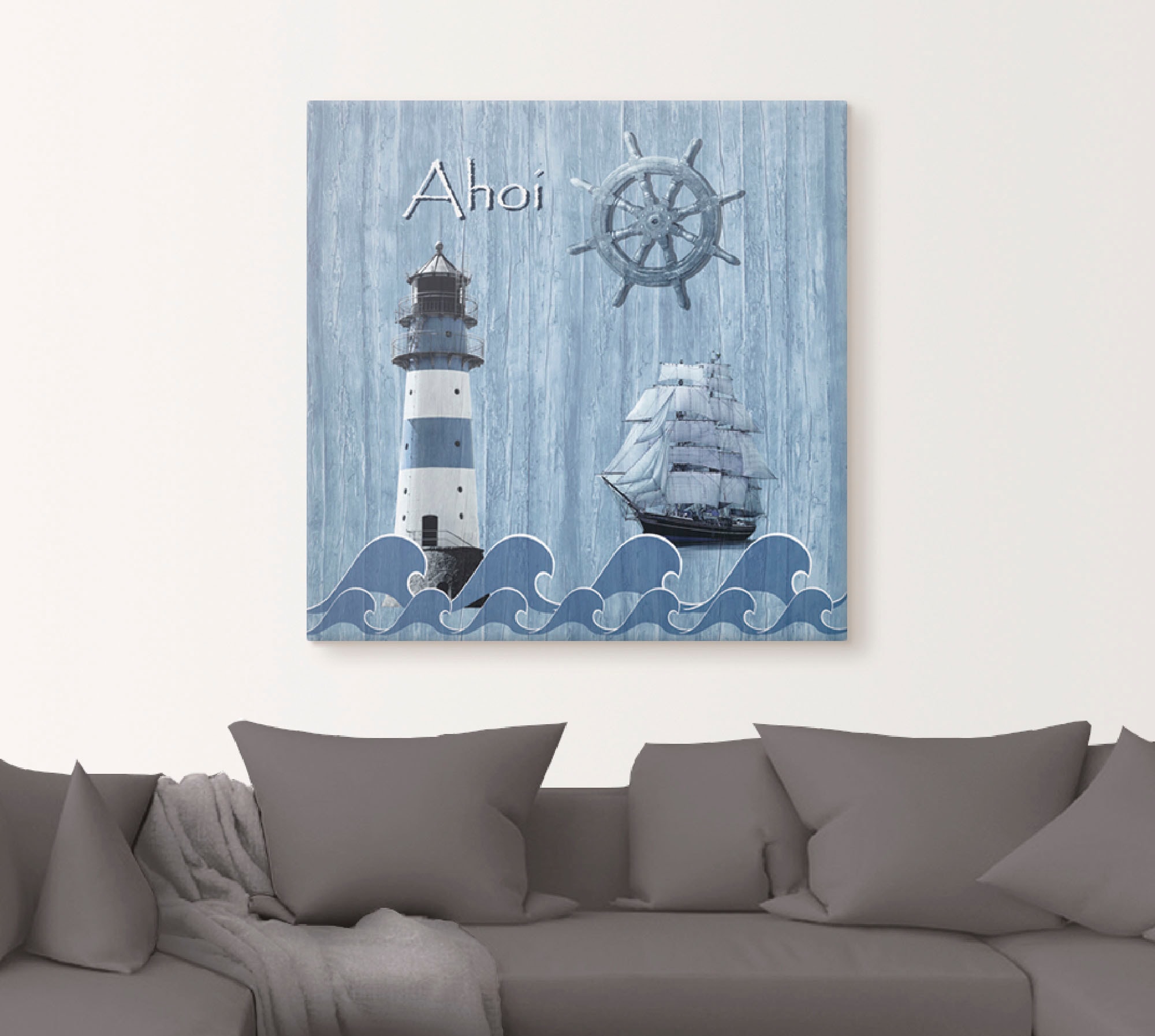 Artland Wandbild »Ahoi im maritimen Blau«, Küste, (1 St.), als Alubild, Outdoorbild, Leinwandbild, Poster, Wandaufkleber
