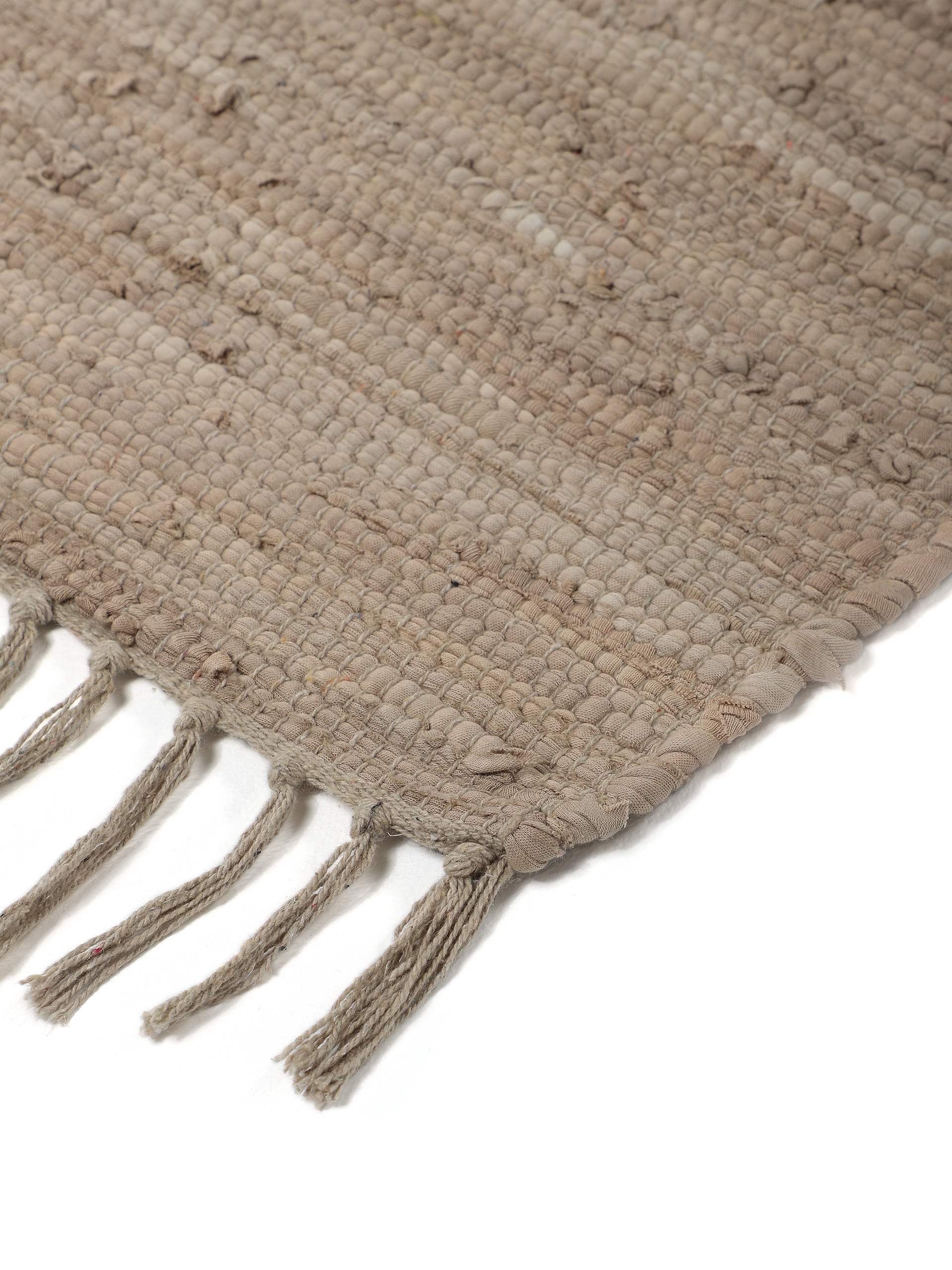 carpetfine Teppich »Kelim Chindi uni, auch als Läufer«, rechteckig, 5 mm Höhe, Wendeteppich, reine Baumwolle, handgewebt, Uni-Farben, mit Fransen