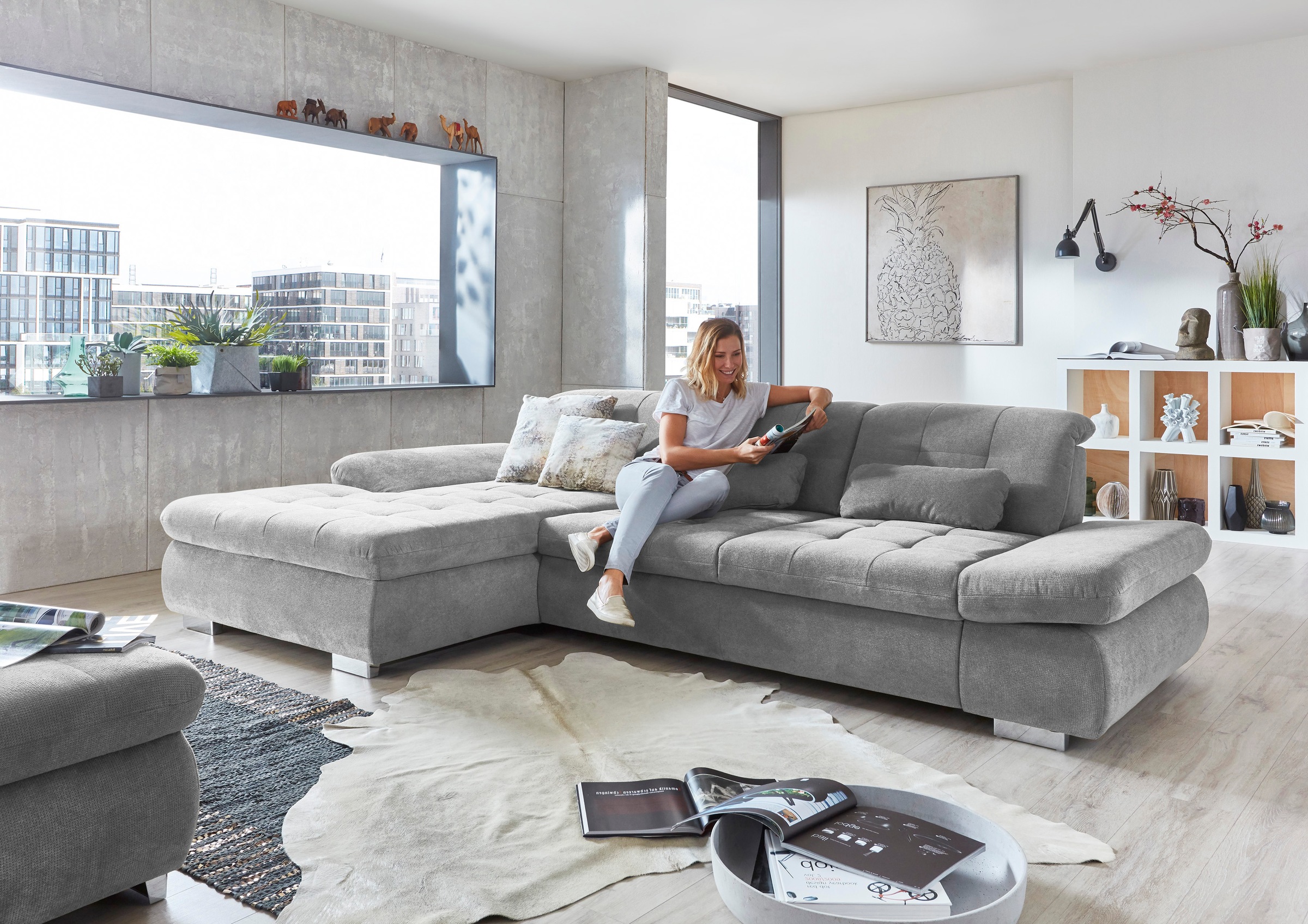 Die PlanBar Ecksofa »MP-IN17004 L-Form, Breite 331 cm, wahlweise weitere Funktionen« Federkern-Polsterung, inkl. Sitztiefenverstellung