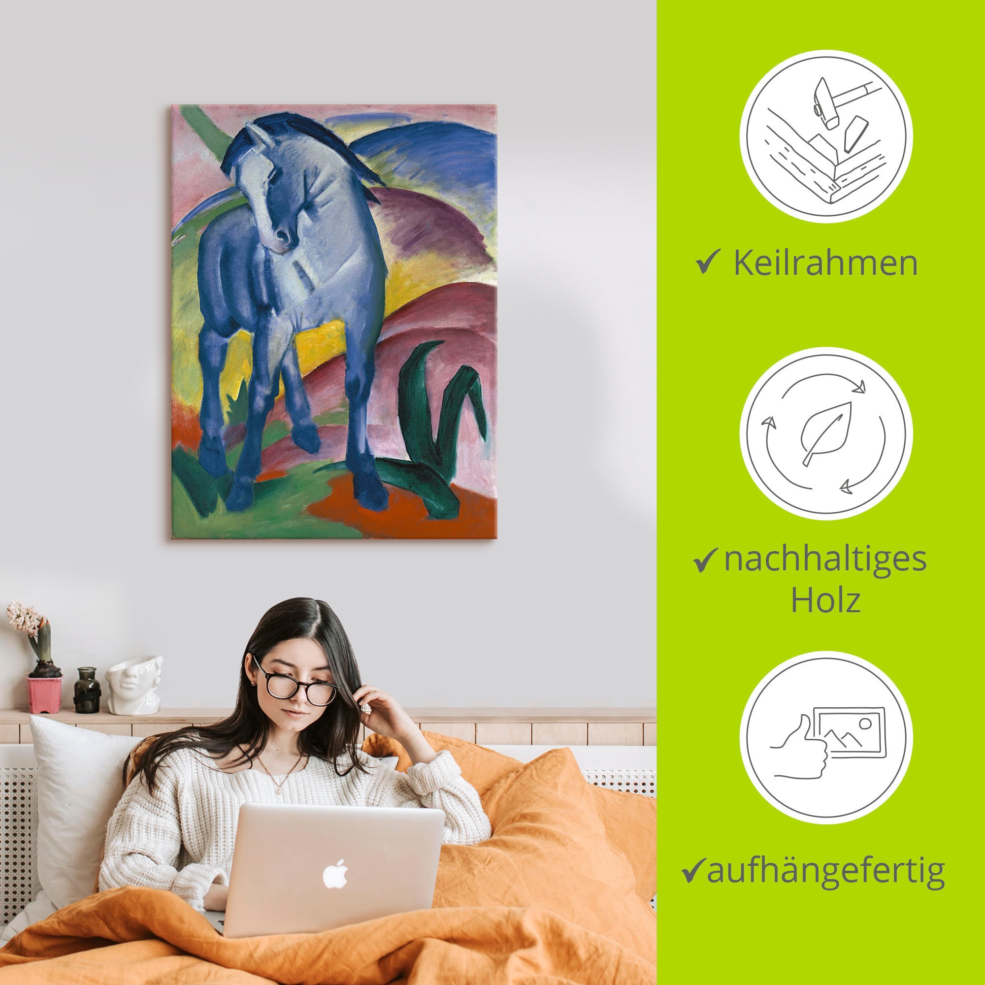 Artland Wandbild »Blaues Pferd I. 1911.« Haustiere 1 Stk. tlg. als Leinwandbild, Poster in verschied. Größen