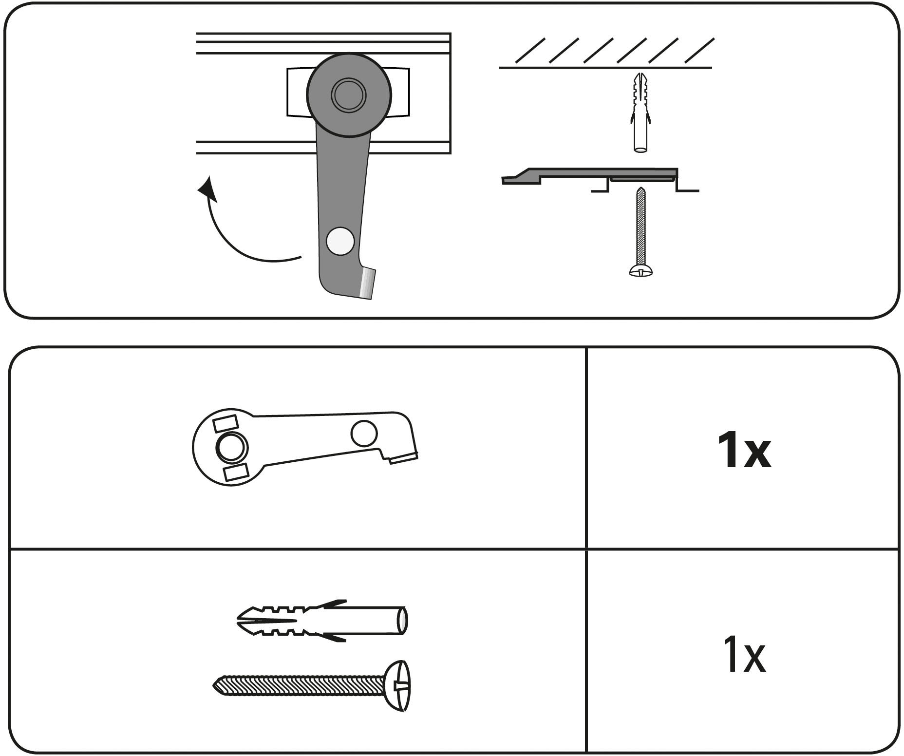 GARDINIA Gardinenstangenhalter »Deckenträger«, (2 St.), Serie Aluminiumschiene 13 mm