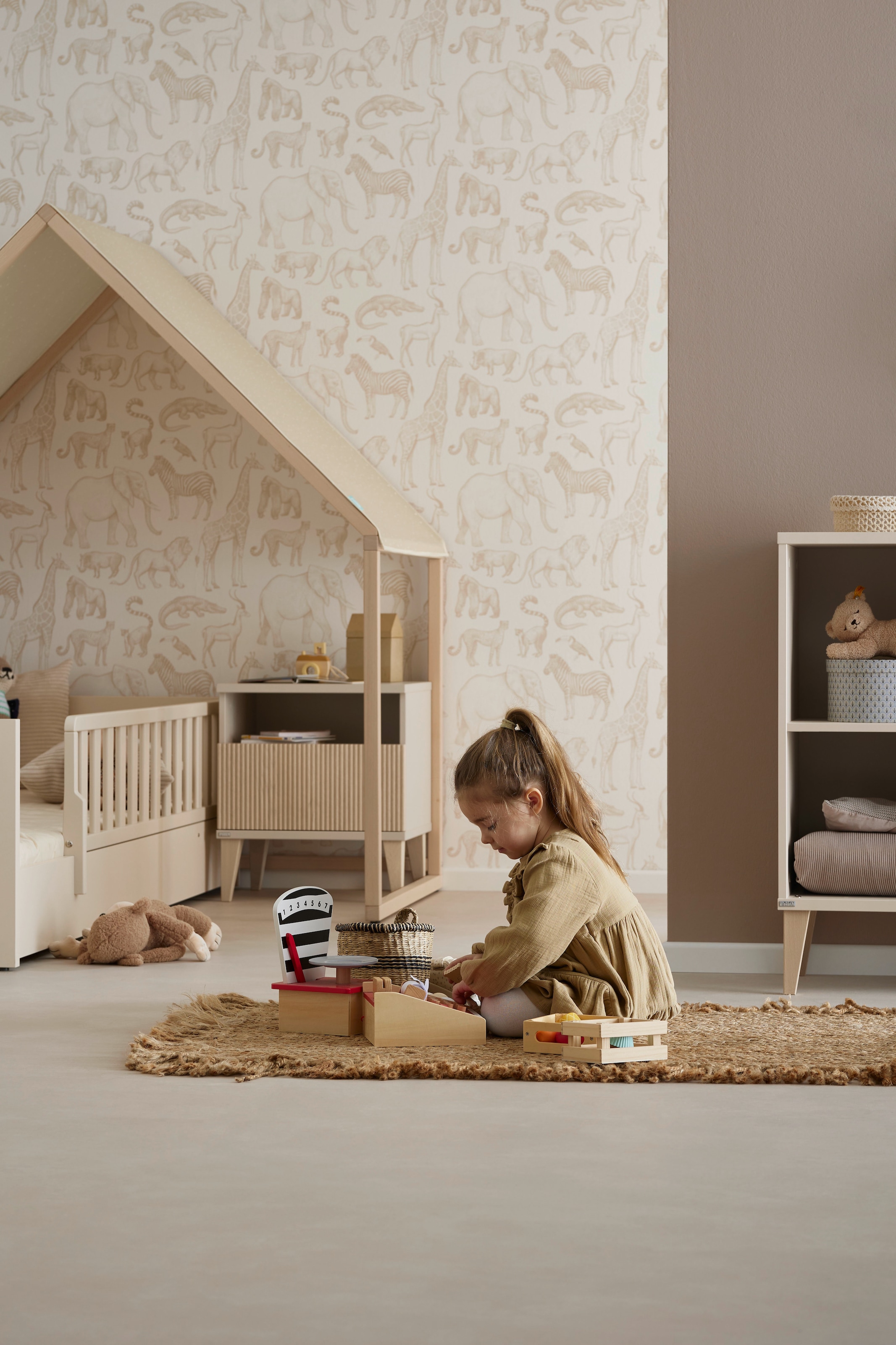 PAIDI Nachtkommode »JONTE in Beige, Schublade mit Soft-Close« B/H/T ca. 48/55/40cm, Cashmere-Beige/Light Oak,  moderner & stabiler Nachttisch mit Massivholz-Füßen