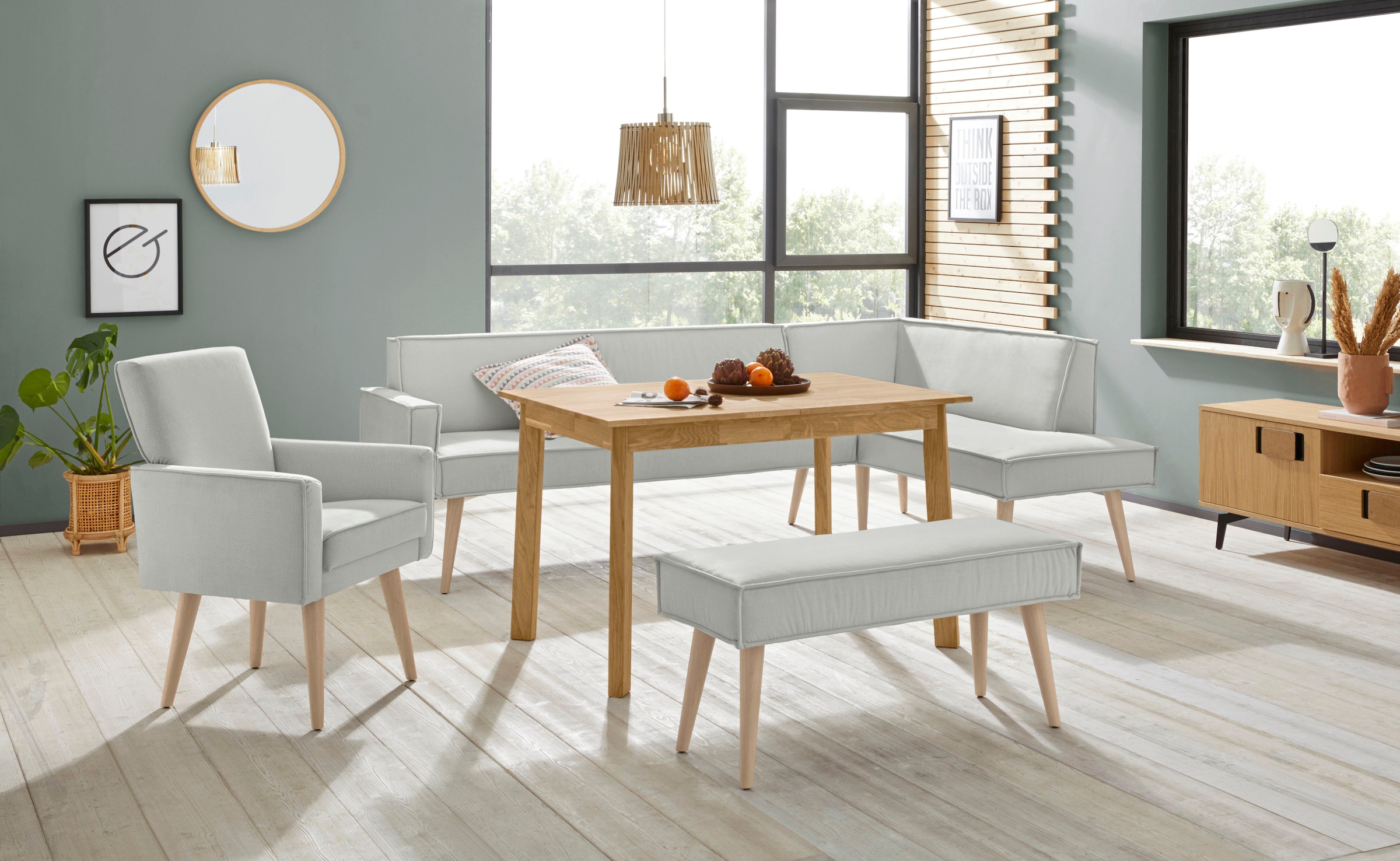 exxpo - sofa fashion Sessel »Lungo, Loungesessel mit moderner Kedernaht, bequem und elegant«, Breite 64 cm, hoher Holzfuß