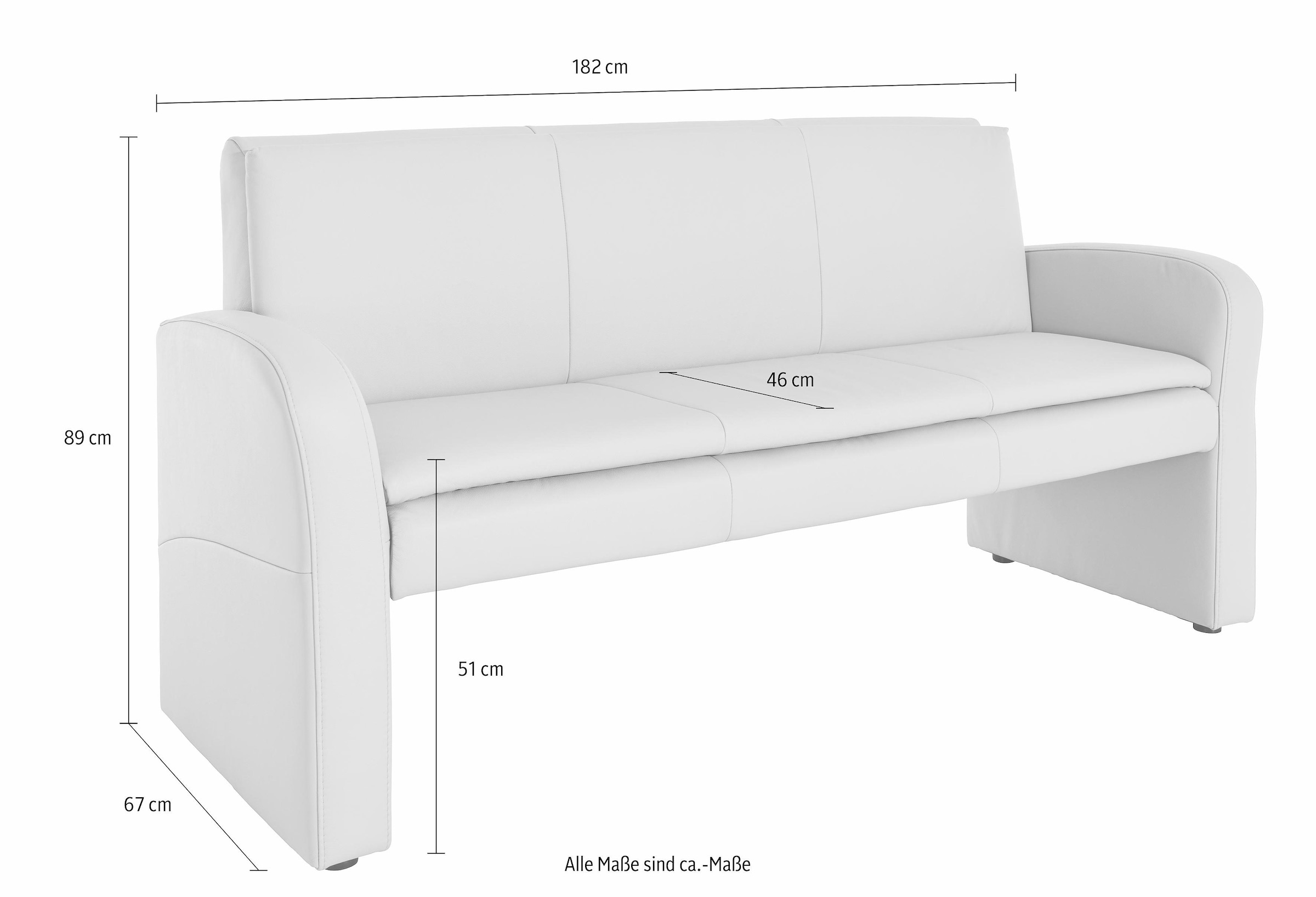 exxpo - sofa fashion Hockerbank »Cortado, 3-Sitzer mit hohem Sitzkomfort«, hohe Bodenfreiheit, schöne Detailverarbeitung, wahlweise Lederbezug