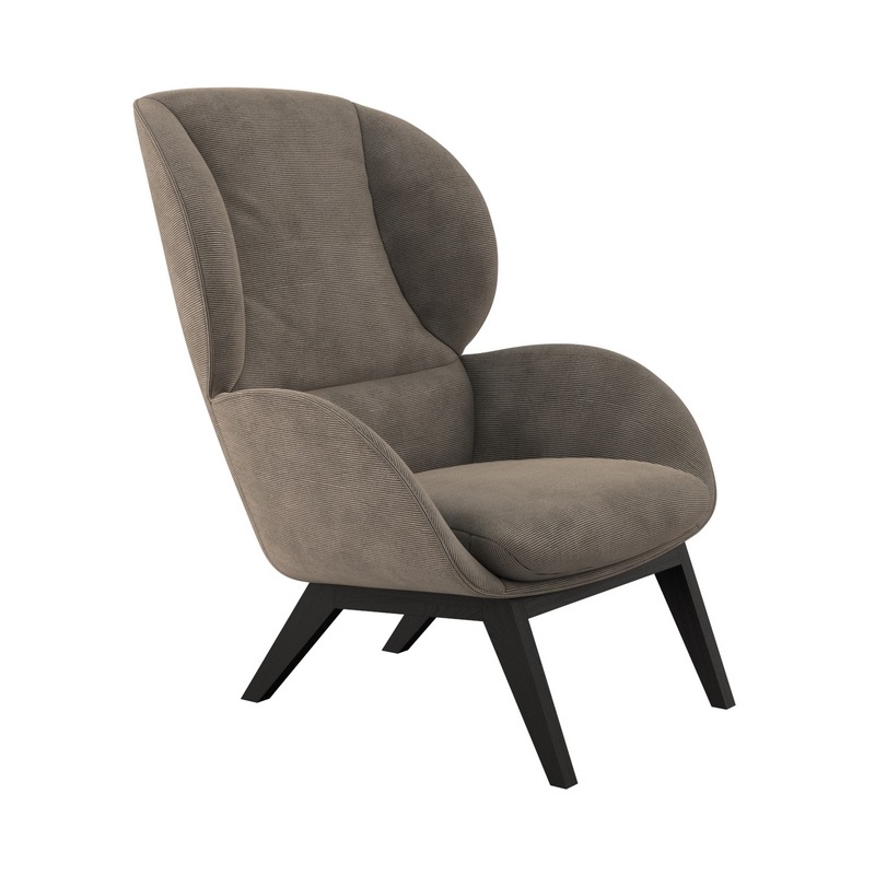 FLEXLUX Ohrensessel »Adria Designsessel, Loungesessel,«, Stil & Komfort, organische Form, Fuß Holz schwarz