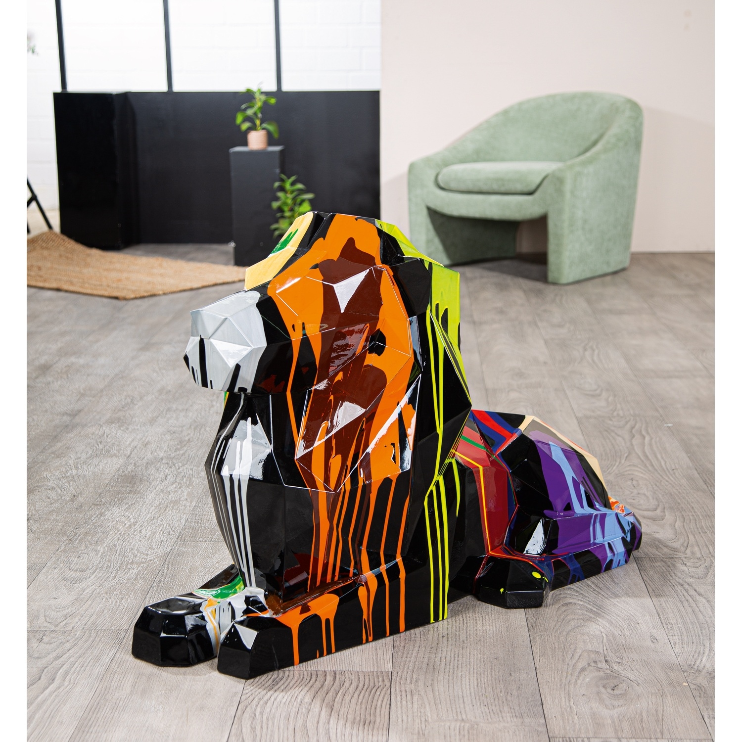 GILDE Skulptur »Figur Löwe; geometrisch Lionaro mehrfarbig« Tierfigur Kunstfigur Pop-Art-Stil Designobjekt Sammlerfigur