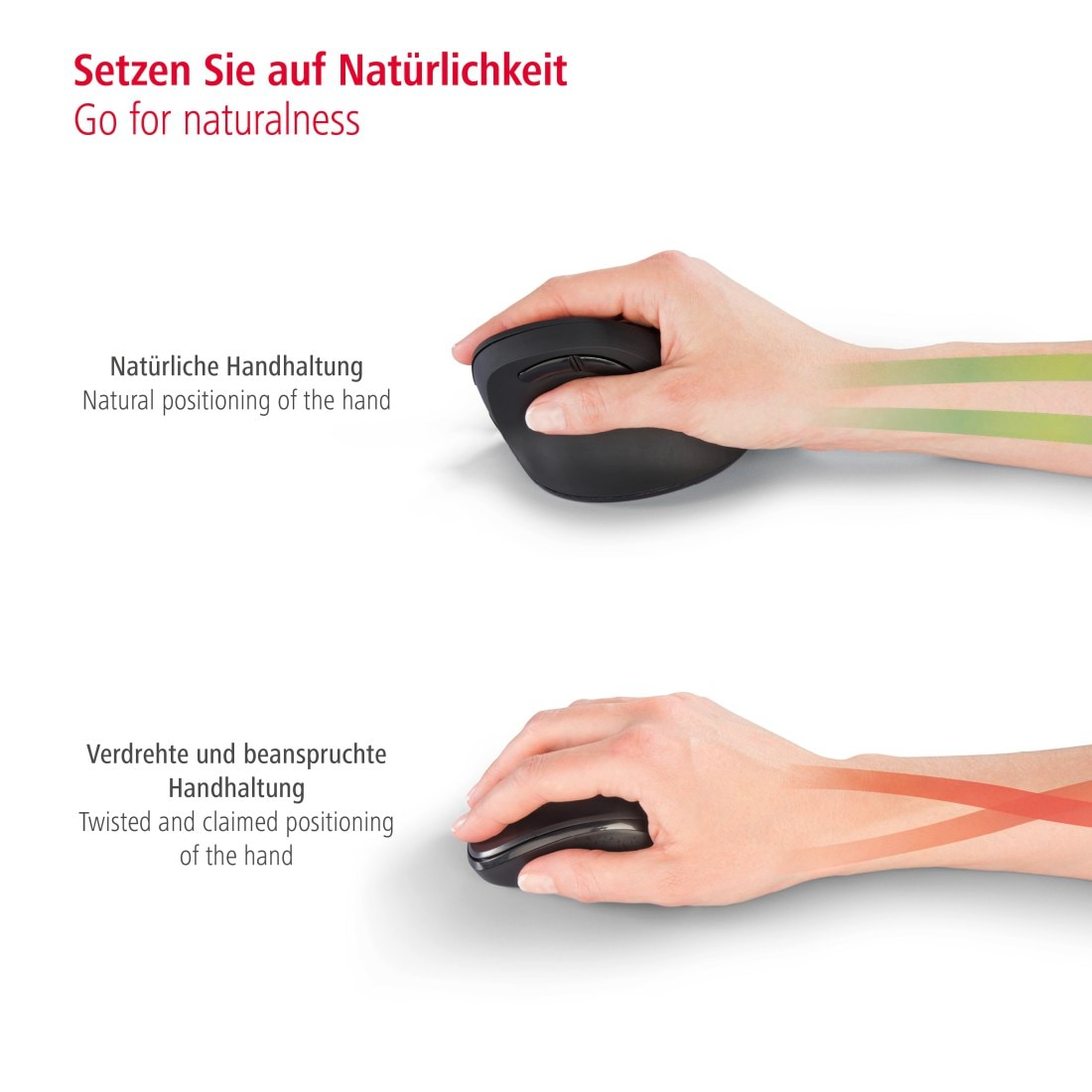 Hama ergonomische Maus »Ergonomische vertikale Funkmaus für PC Laptop, ohne Kabel, Schwarz«, USB-Funk, Vorbeugung Tennisarm/Mausarm
