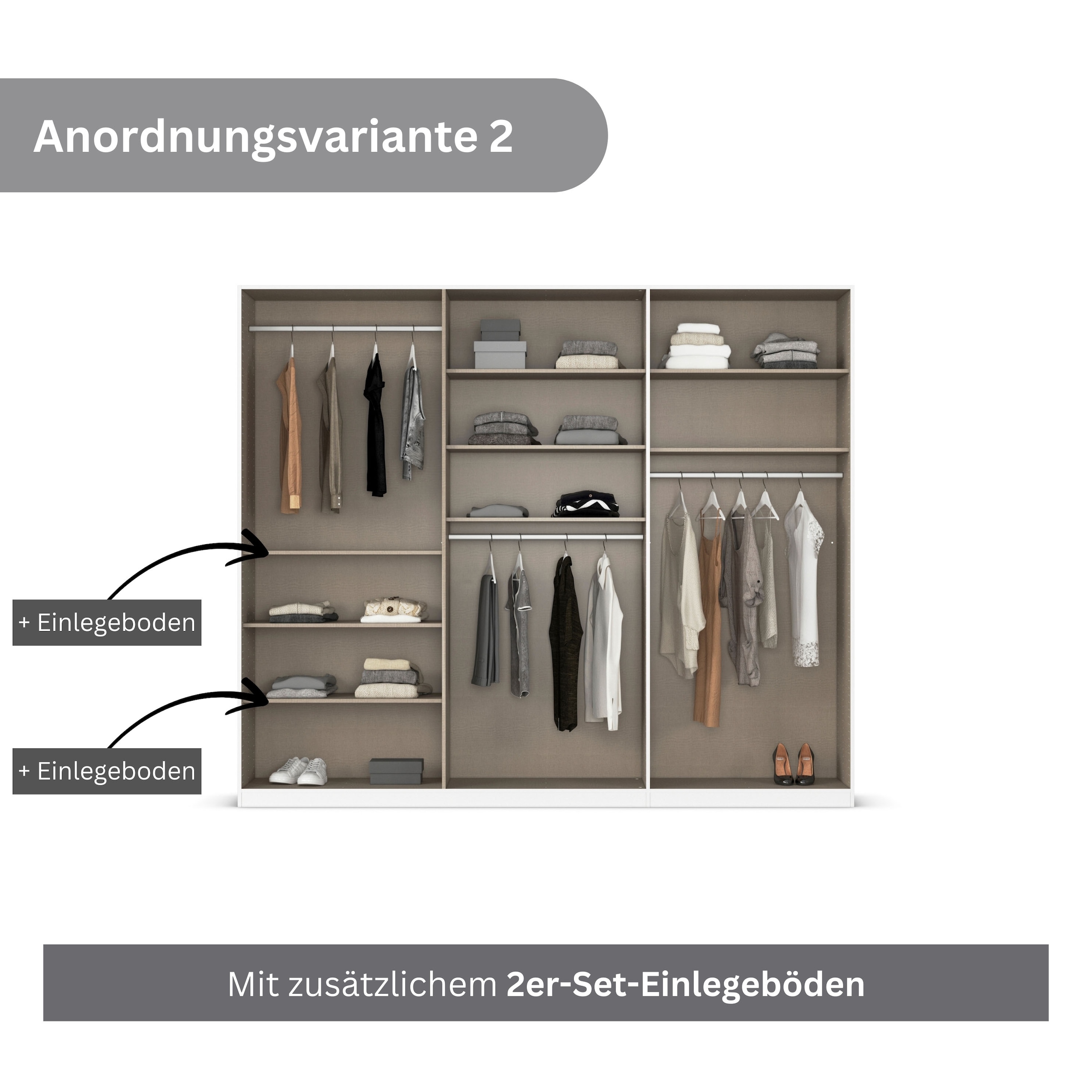 rauch Drehtürenschrank »Kleiderschrank Schrank Garderobe AGORDO TOPSELLER Schlafzimmer«, (in zwei Griff-Farben mit Dekor- oder Hochglanzfront), durchdachte Innenausstattung, in 6 Breiten und 2 Höhen MADE IN GERMANY