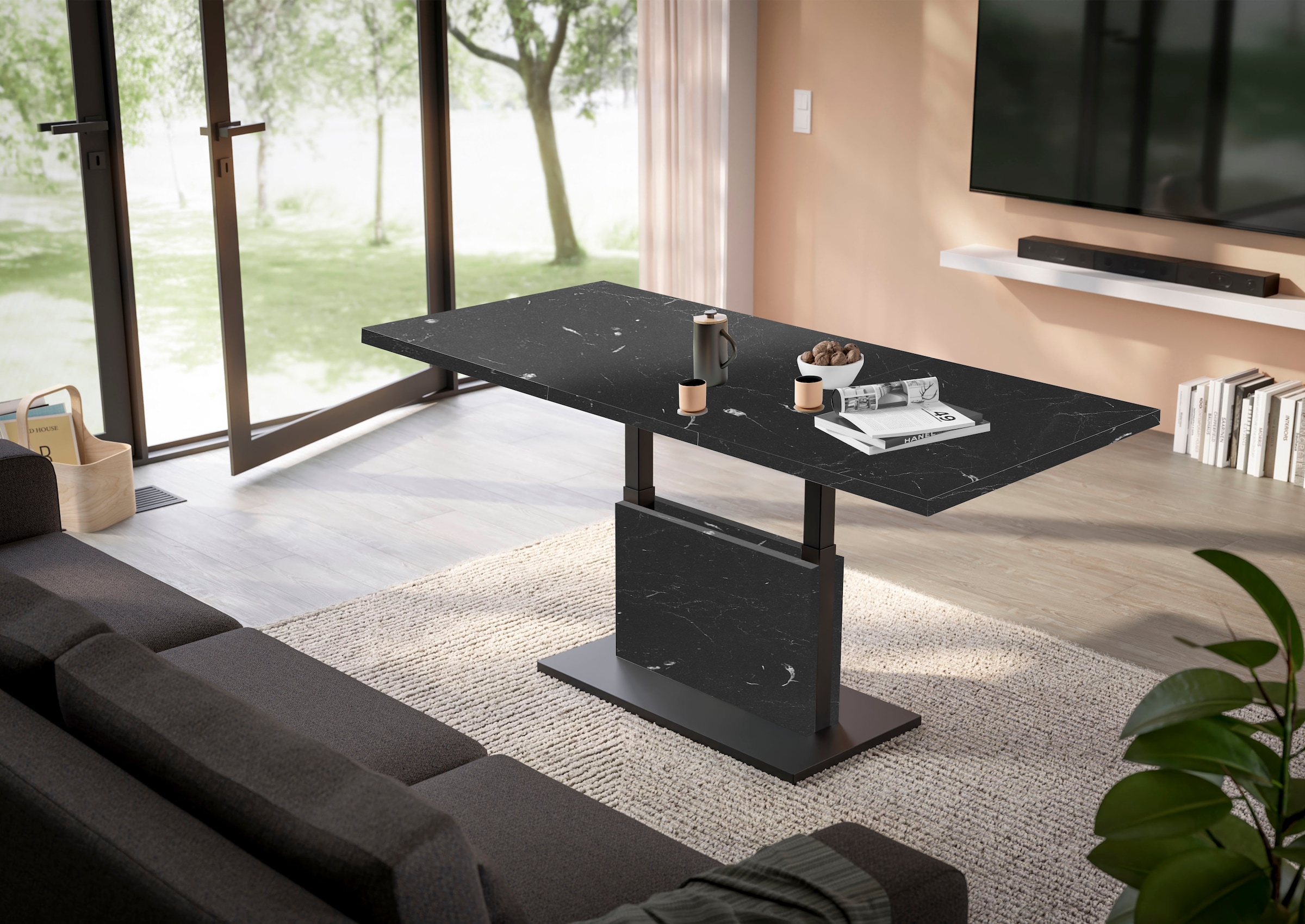 Mäusbacher Couchtisch »Lift Couchtisch«, höhenverstellbar 56-75cm, Breite Tischplatte 120-160cm, Metallgestell