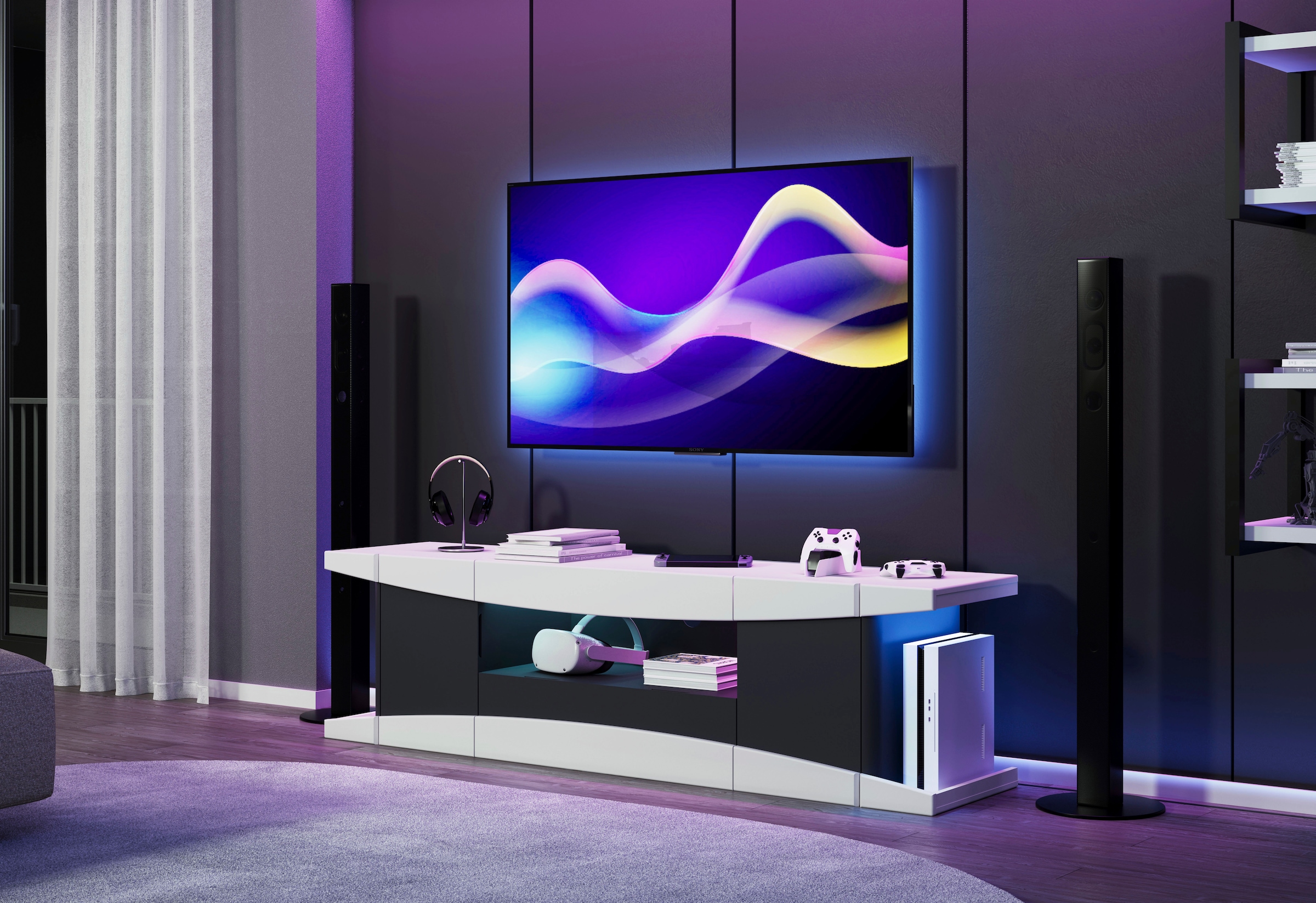 INOSIGN Lowboard »NextLevel speziell geeignet für Spielekonsolen«