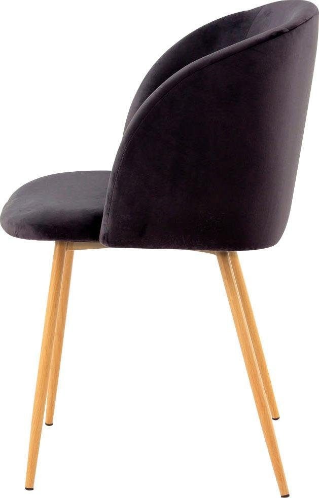 Kayoom Polsterstuhl »Stuhl Celina 110 2er-Set Grau,samtweicher Bezug in moderner Farbgebung« (Set) 2 Stk.samtweicher Bezug, bequem, zeitlos, Hingucker in jedem Wohnbereich