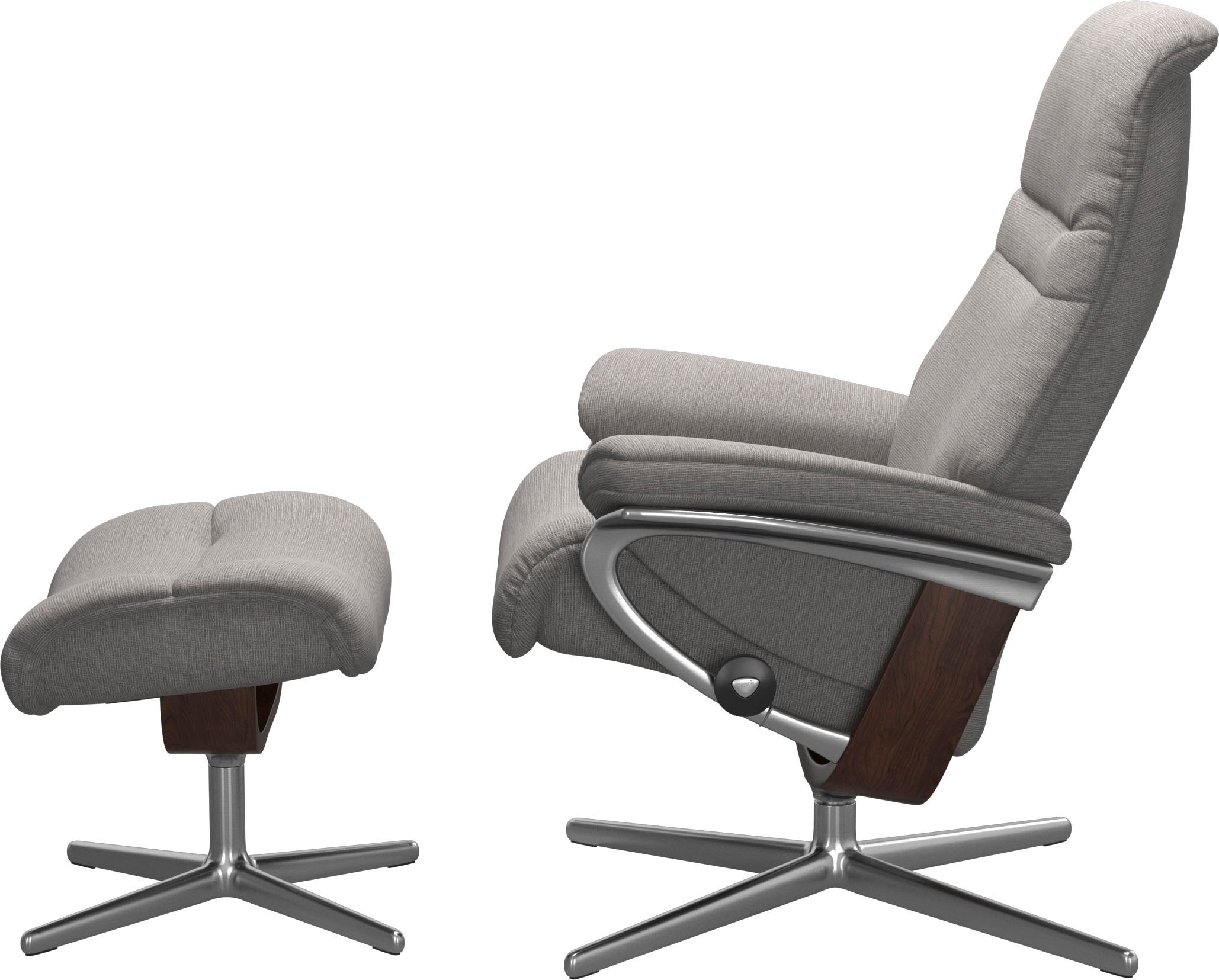 Stressless® Relaxsessel »Sunrise«, (Set, Relaxsessel mit Hocker), mit Hocker, mit Cross Base, Größe S, M & L, Holzakzent Braun