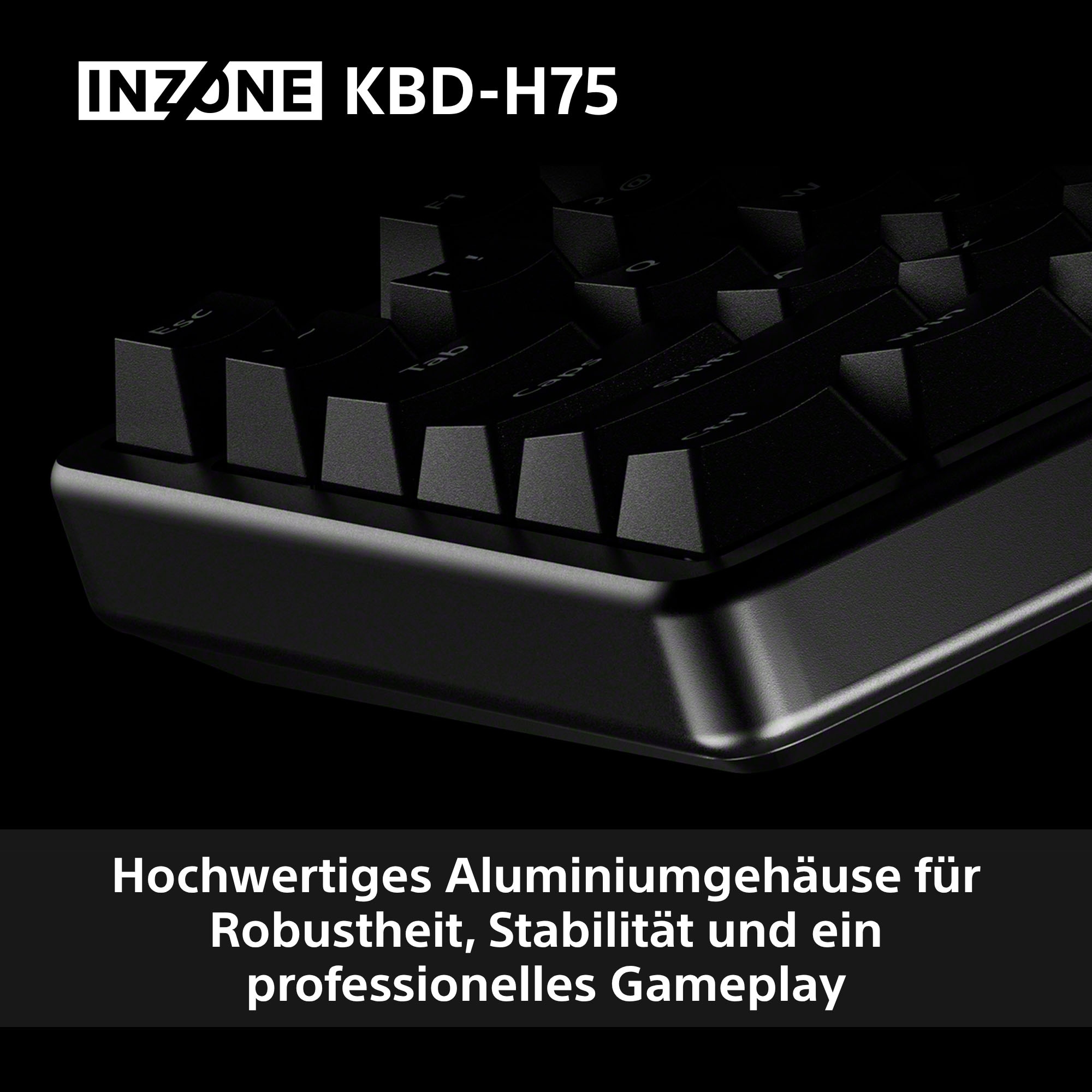 Sony Gaming-Tastatur »INZONE KBD-H75« (Fn-Tasten | USB-Anschluss | Windows-Sperrtaste) Magnetschalter, 75% TKL, 8000Hz Abtastrate, Gasket Mount, Alugehäuse