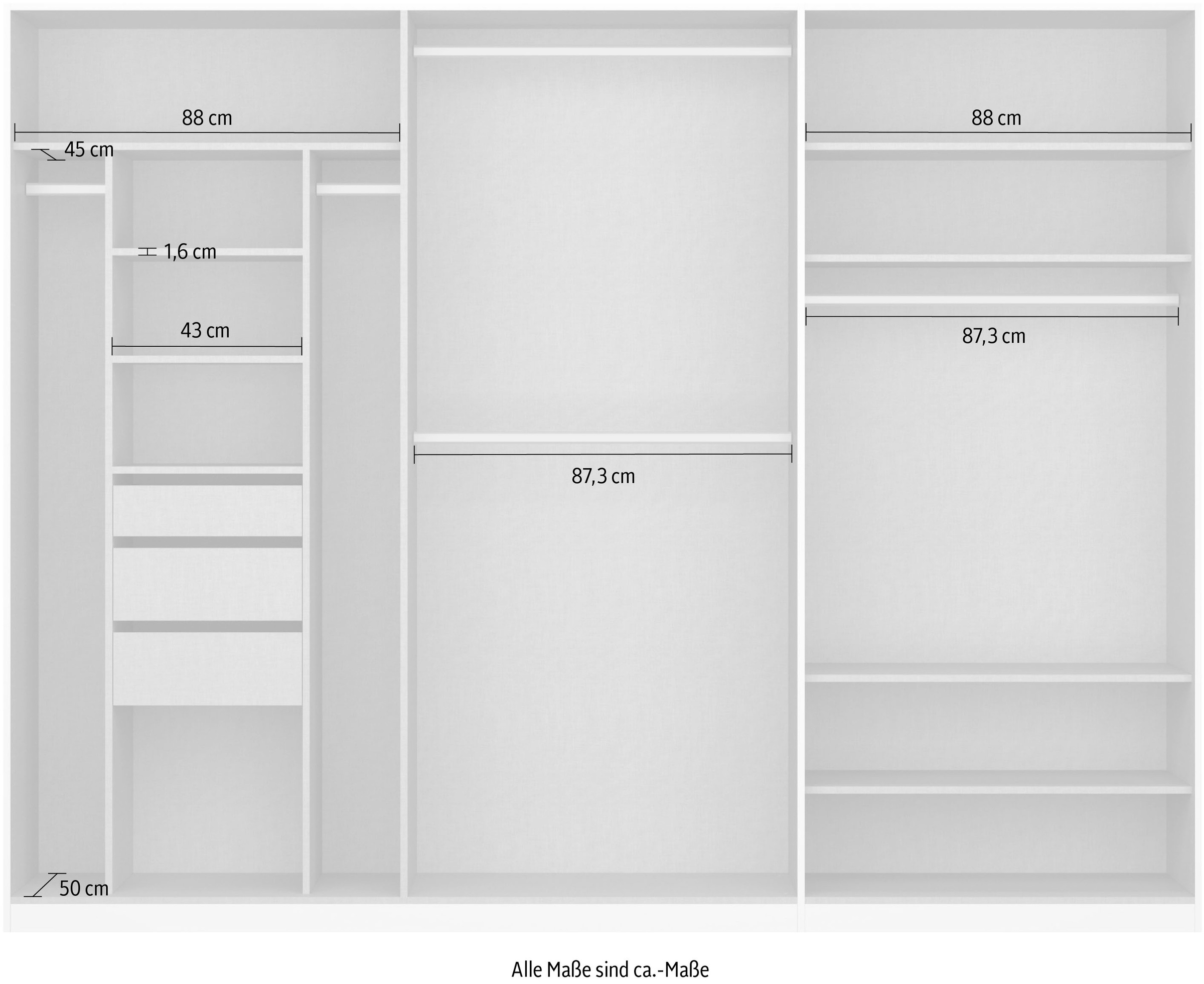 rauch Drehtürenschrank »Kleiderschrank Schrank Garderobe TOPSELLER OTELI inkl. Inneneinteilung«, mit 3 Innenschubladen extra Böden optional mit Spiegel MADE IN GERMANY