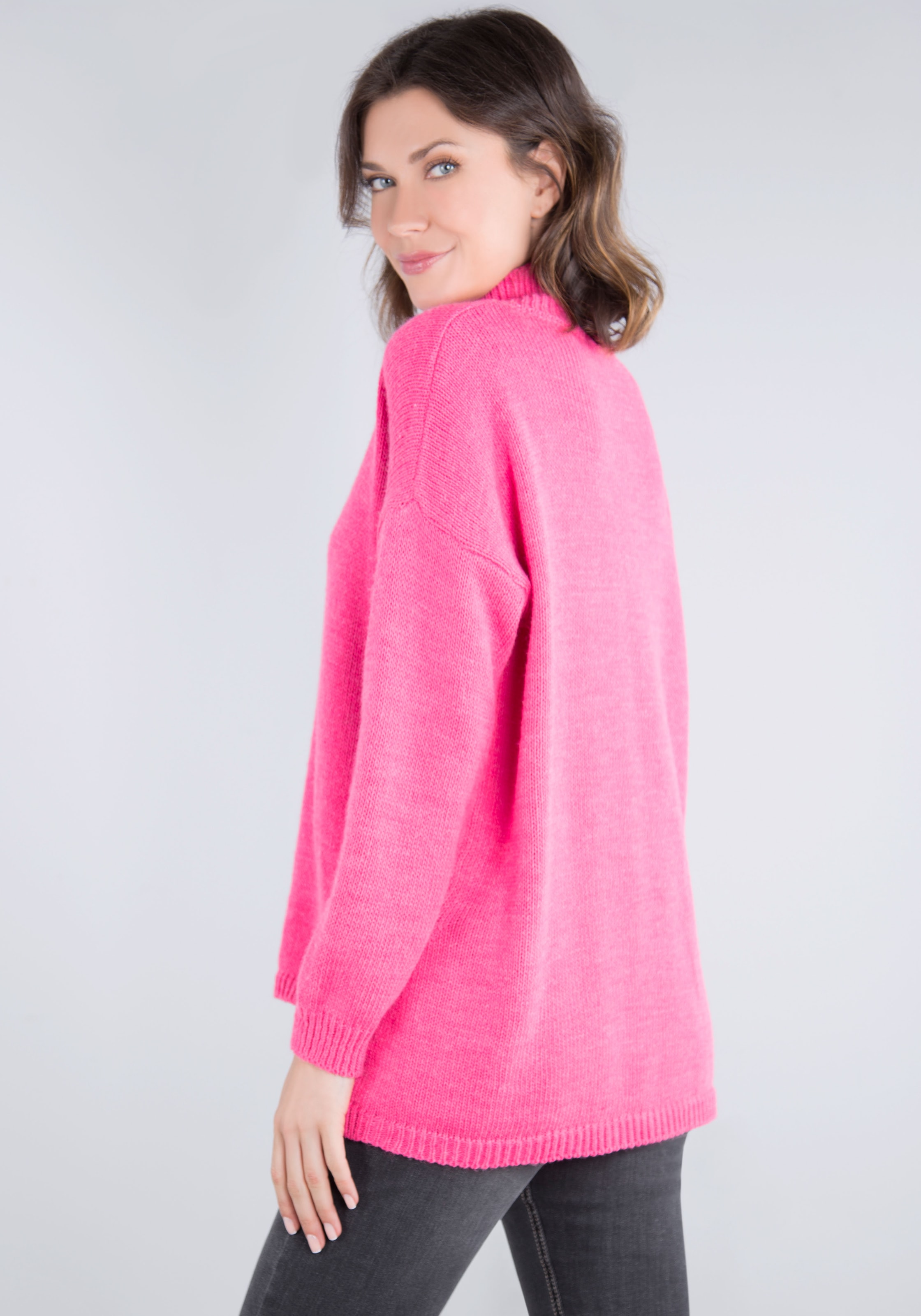 Please Jeans Stehkragenpullover hinten länger geschnitten