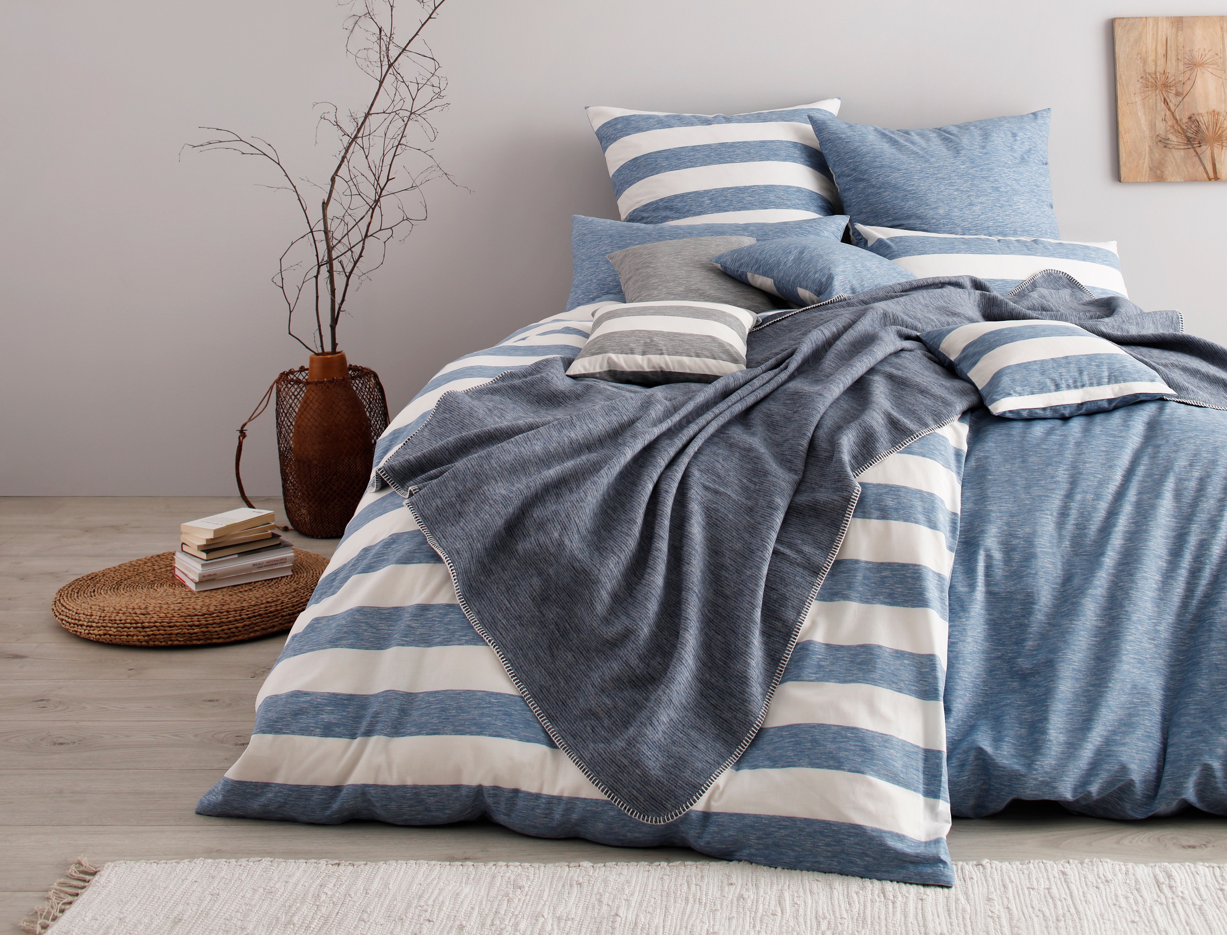 OTTO products Spannbettlaken »Big Stripe in Gr. 90x200, 140x200 oder 180x200 cm«, aus Bio-Baumwolle, für Matratzen bis 30 cm Höhe, Bettlaken