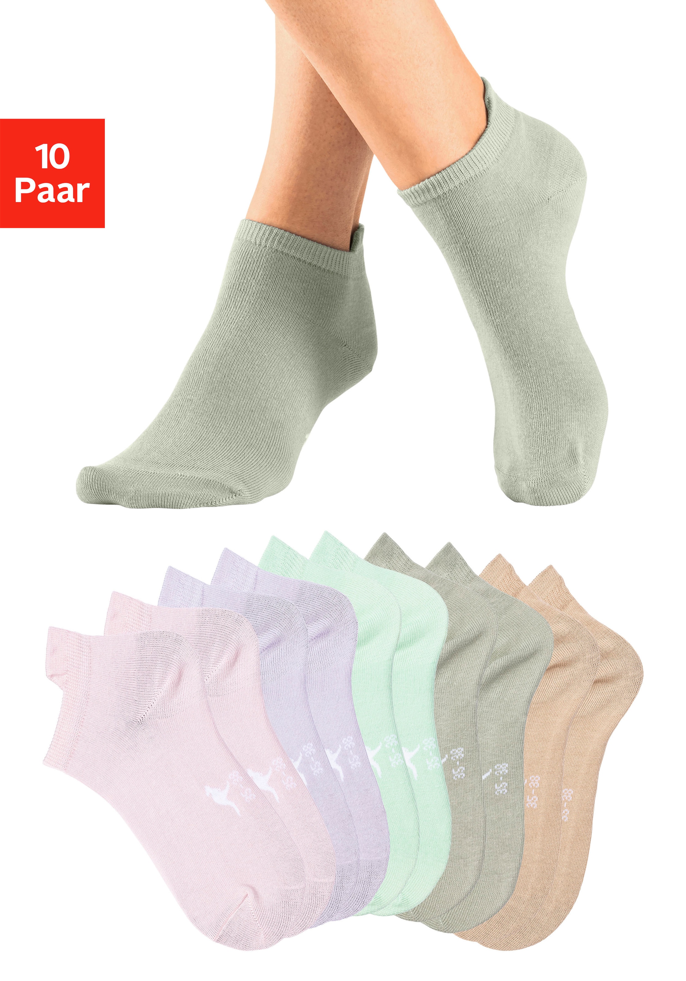 KangaROOS Sneakersocken, (Packung, 10 Paar), mit erhöhtem Bündchen