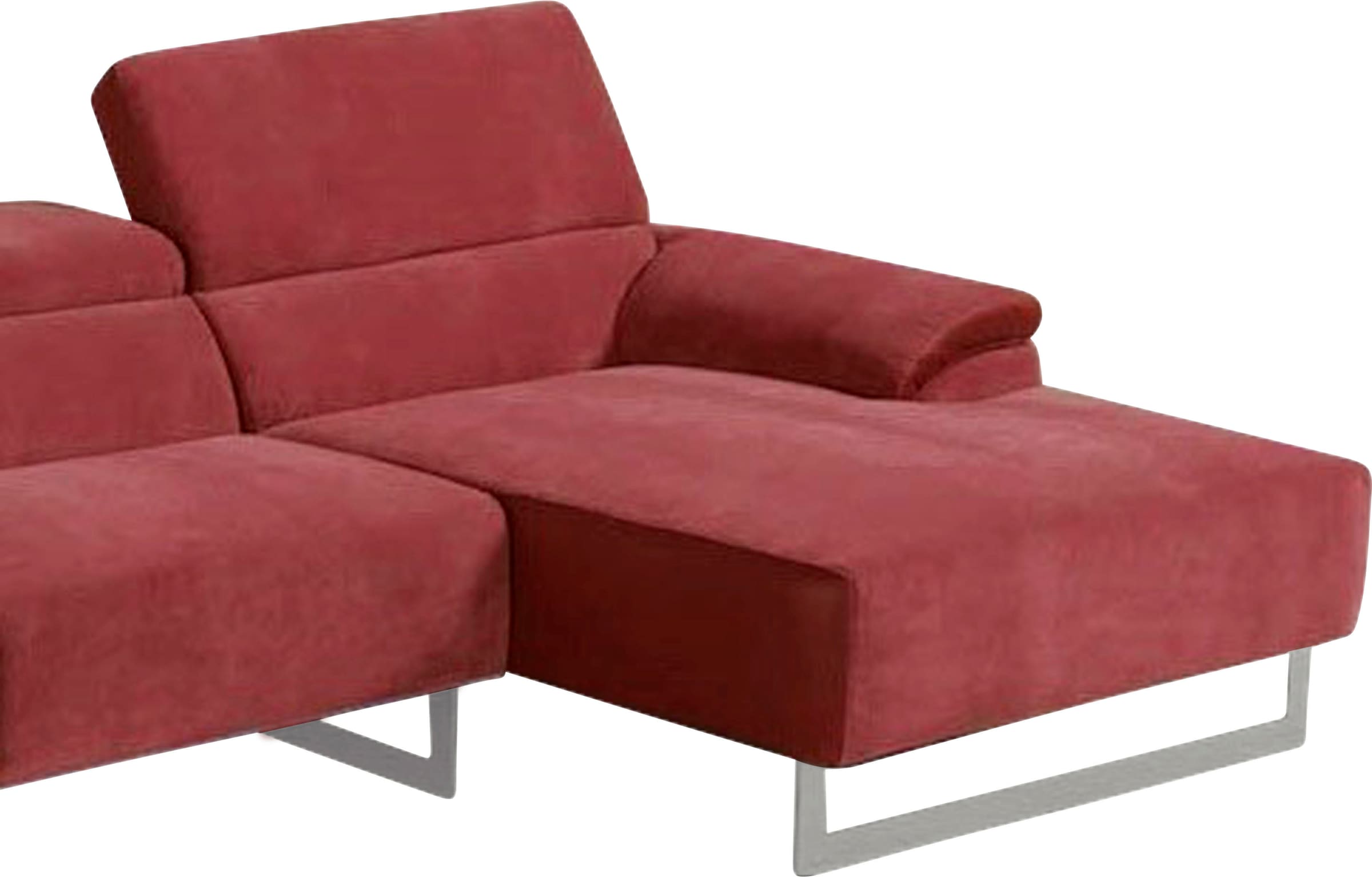 Egoitaliano Ecksofa »Malika, edel und bequem, Designsofa mit hochwertigen Bezügen, L-Form«, mit Recamiere, inkl. Kopfteilverstellung und chromfarbenen Metallfüßen