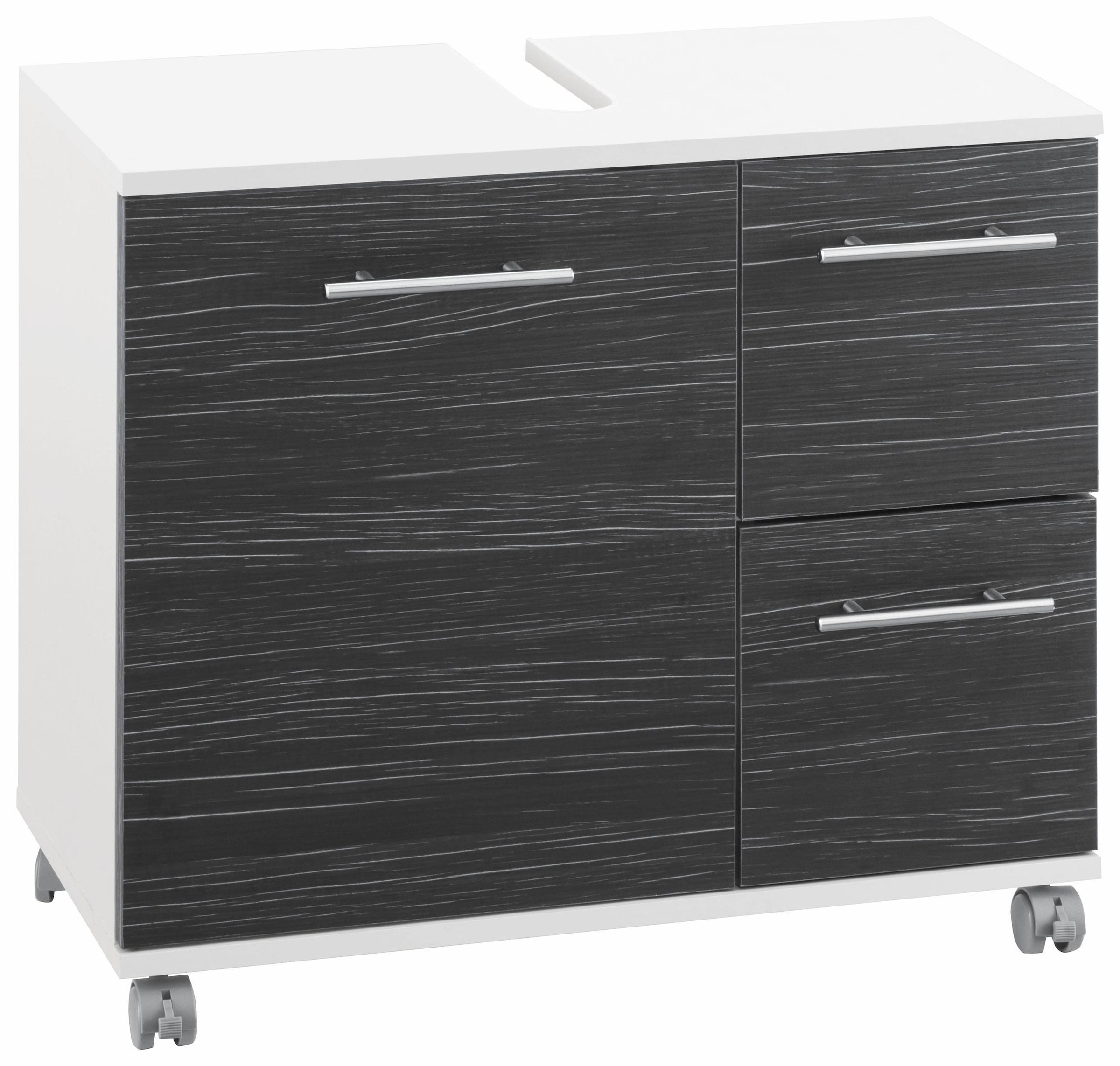 welltime Waschbeckenunterschrank »Emmi, Breite 65 cm made in Germany«, Siphonausschnitt, Metallbeschläge