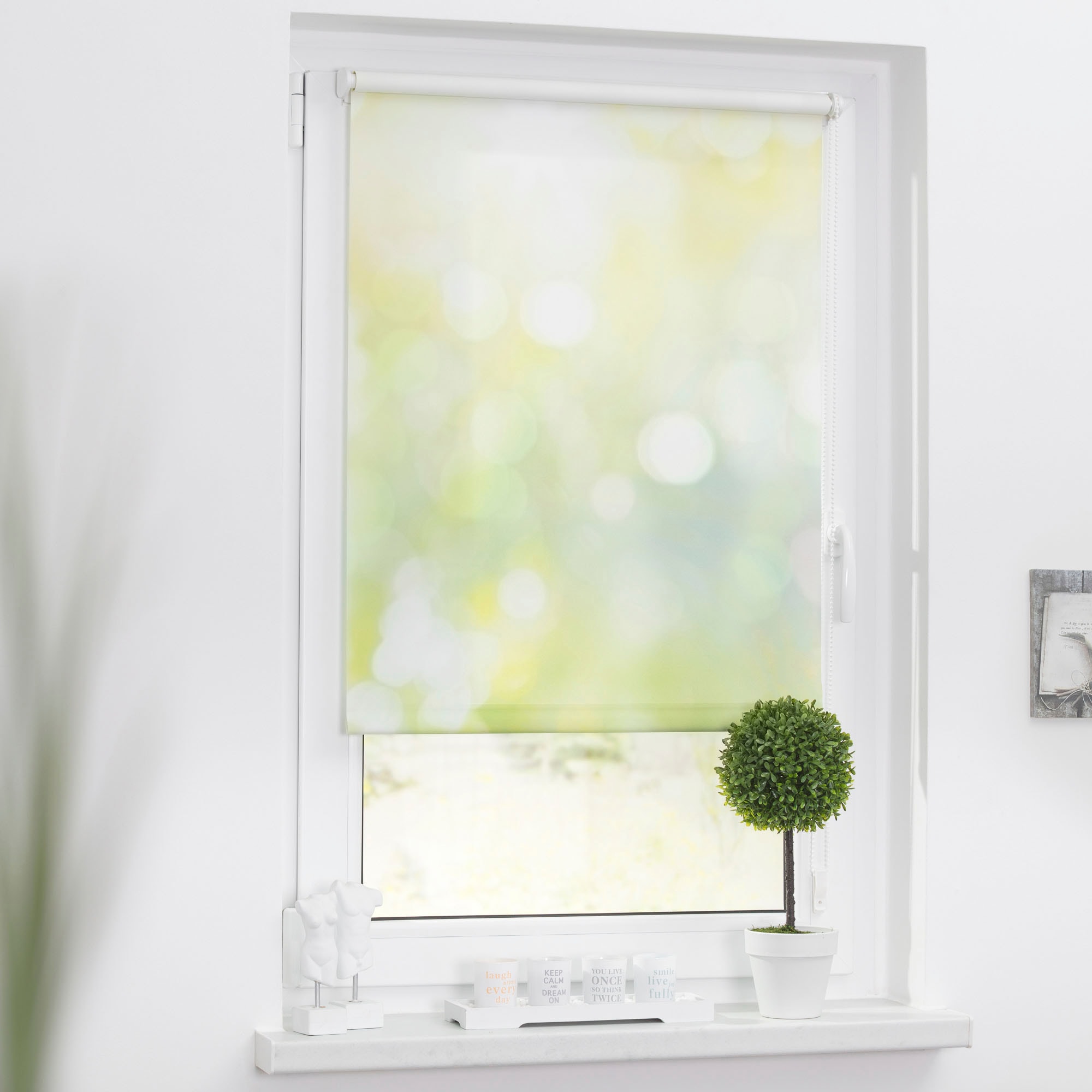 LICHTBLICK ORIGINAL Seitenzugrollo »Rollo Klemmfix, ohne Bohren, Verdunkelung, Lichtspiel - Grün Gelb« verdunkelnd Verdunkelung | energiesparend freihängend