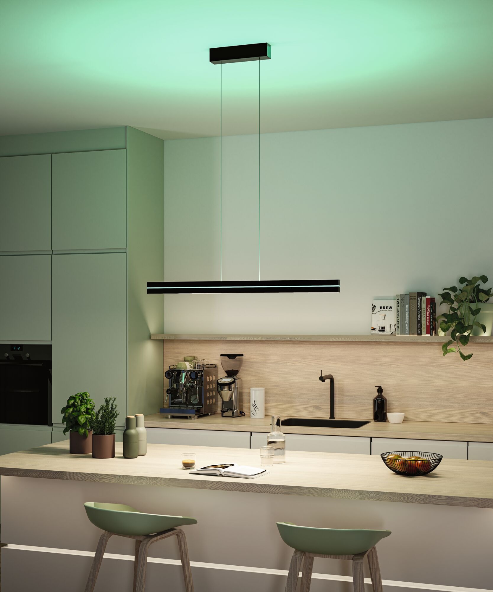 Paulmann LED Pendelleuchte »Raiko RGBW+ 2300lm / 370lm 19W / 6W Schwarz« LED-Modul 1 Stk. Tageslichtweiß dimmbar