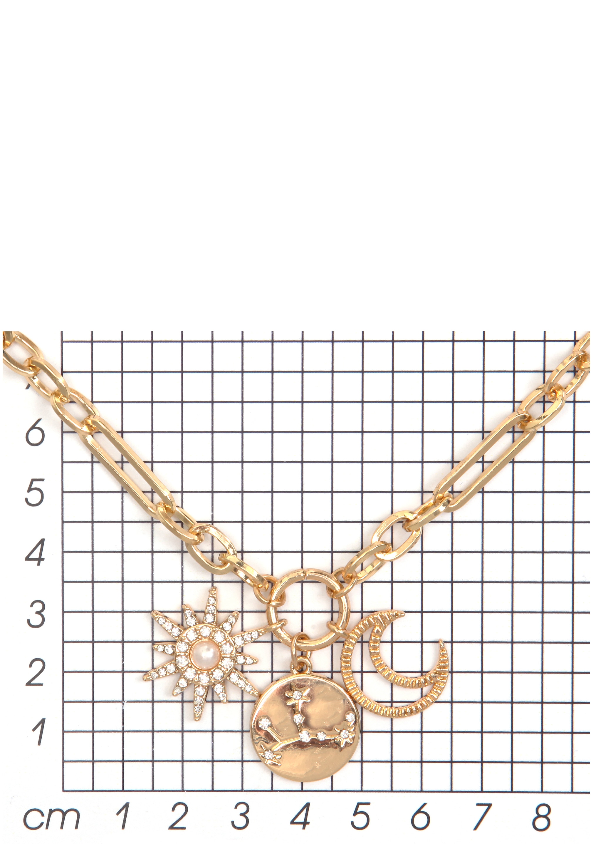 Firetti Kette mit Anhänger »Halsschmuck Gliederkette Sonne, Mond, Sterne« mit Glasstein - mit Acrylperle