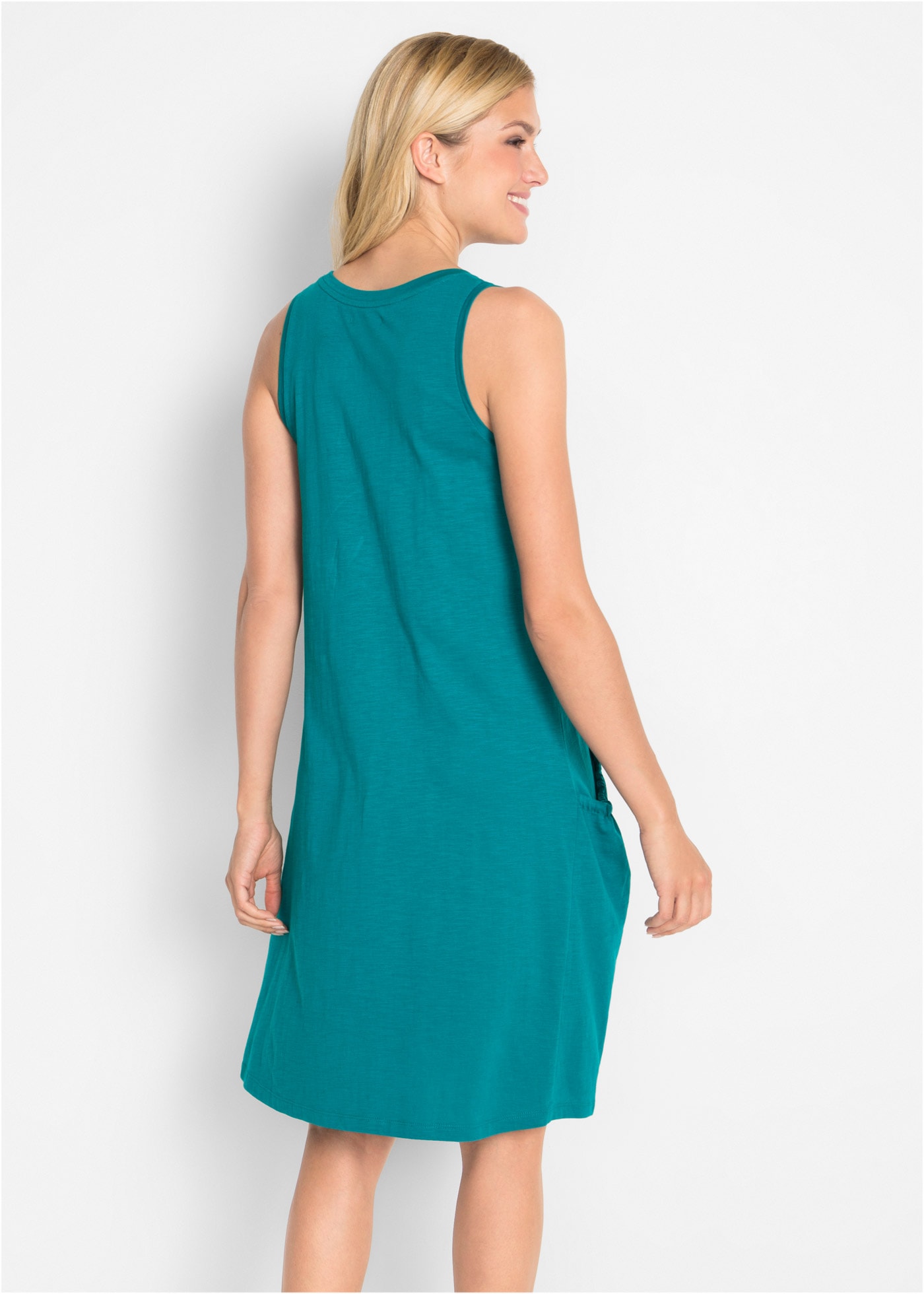 bonprix Jerseykleid »Baumwoll-Jerseykleid mit Taschen« für den Alltag, ärmellos, aus Baumwolle, in A-Linie, mit Taschen