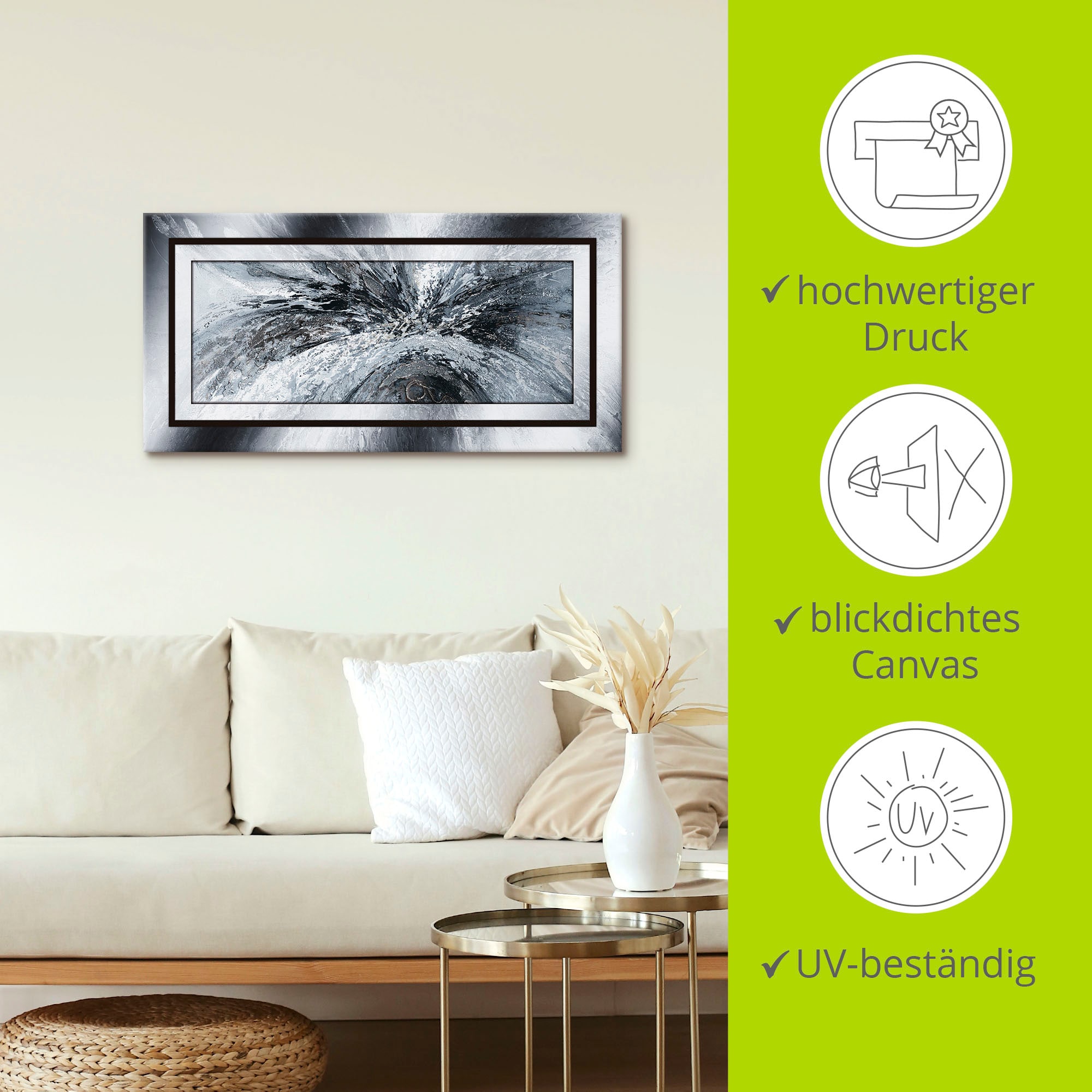 Artland Wandbild »Schwarz - weiß abstrakt 1« Muster 1 Stk. tlg. als Alubild, Outdoorbild, Leinwandbild, Poster in verschied. Größen