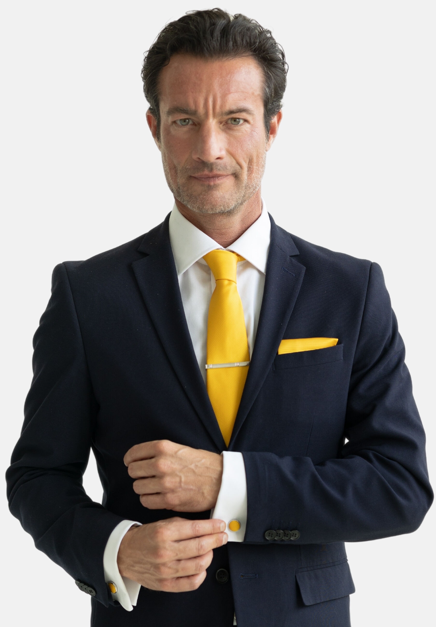 Massi Morino Krawatte »Massi Morino Krawatten-Set« mit Einstecktuch, Manschettenknöpfen und Krawattenklammer