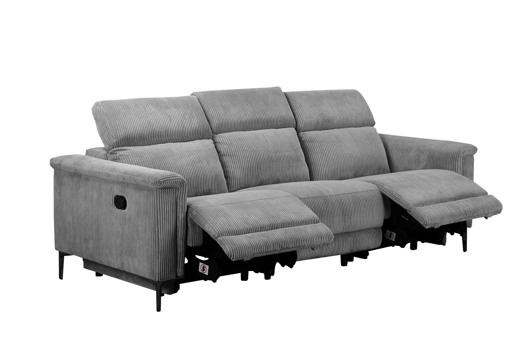 Places of Style 3-Sitzer »Lund Cord, mit manueller o. elektrischer Relaxfunktion in 2 Sitzen,«, USB-A, Kopfteilverstellung, Breite 222 cm