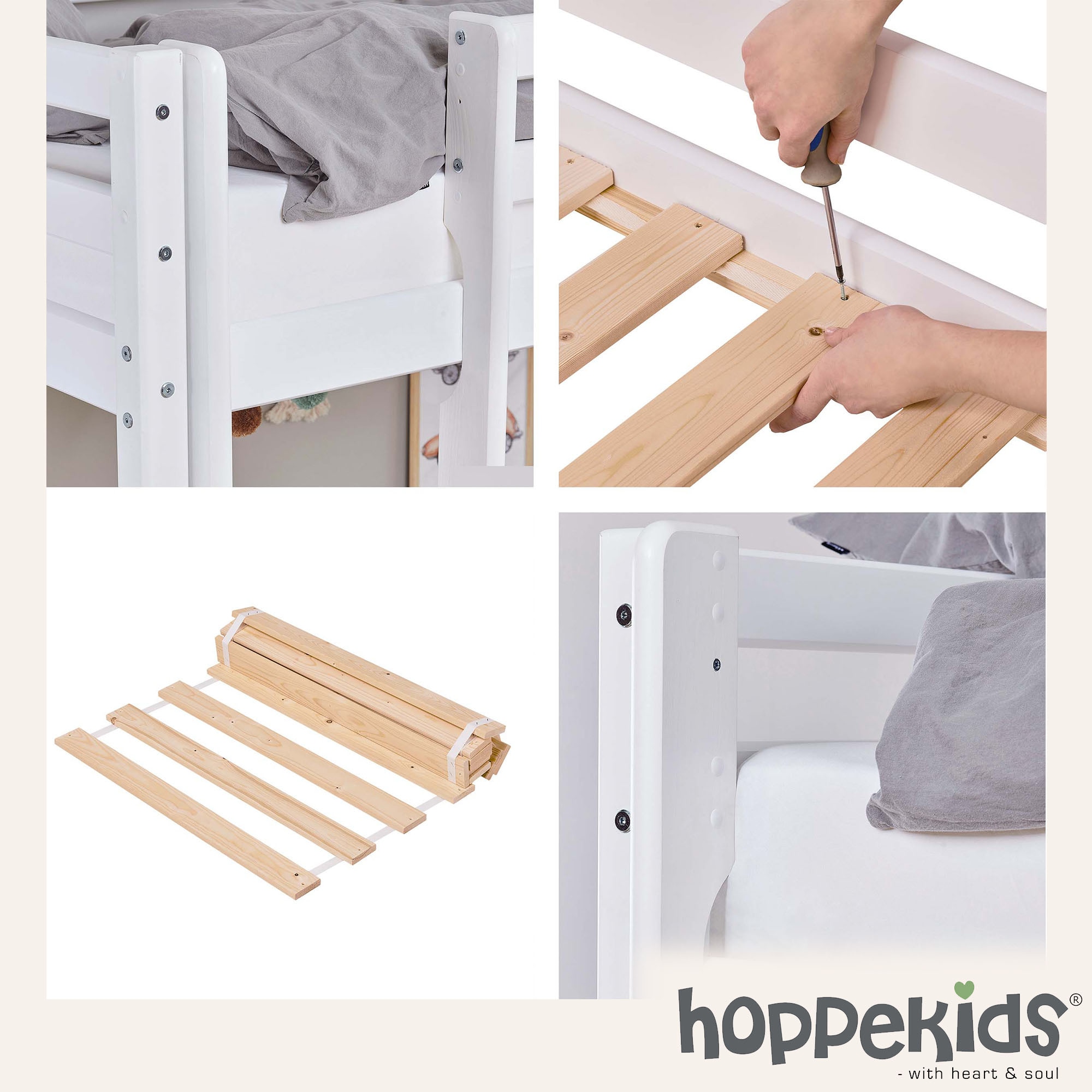 Hoppekids Hochbett »ECO Dream 90x200 mit Schreibtisch & Loungesofa / Gästebett«, Kinderbett aus Massivholz, Sofa ausziehbar zum Gästebett