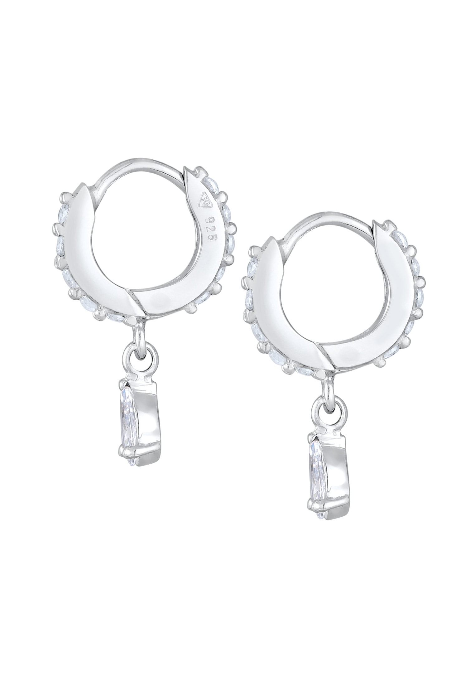 Elli Paar Creolen »Ohrringe Creolen Zirkonia Tropfen Elegant 925 Silber«