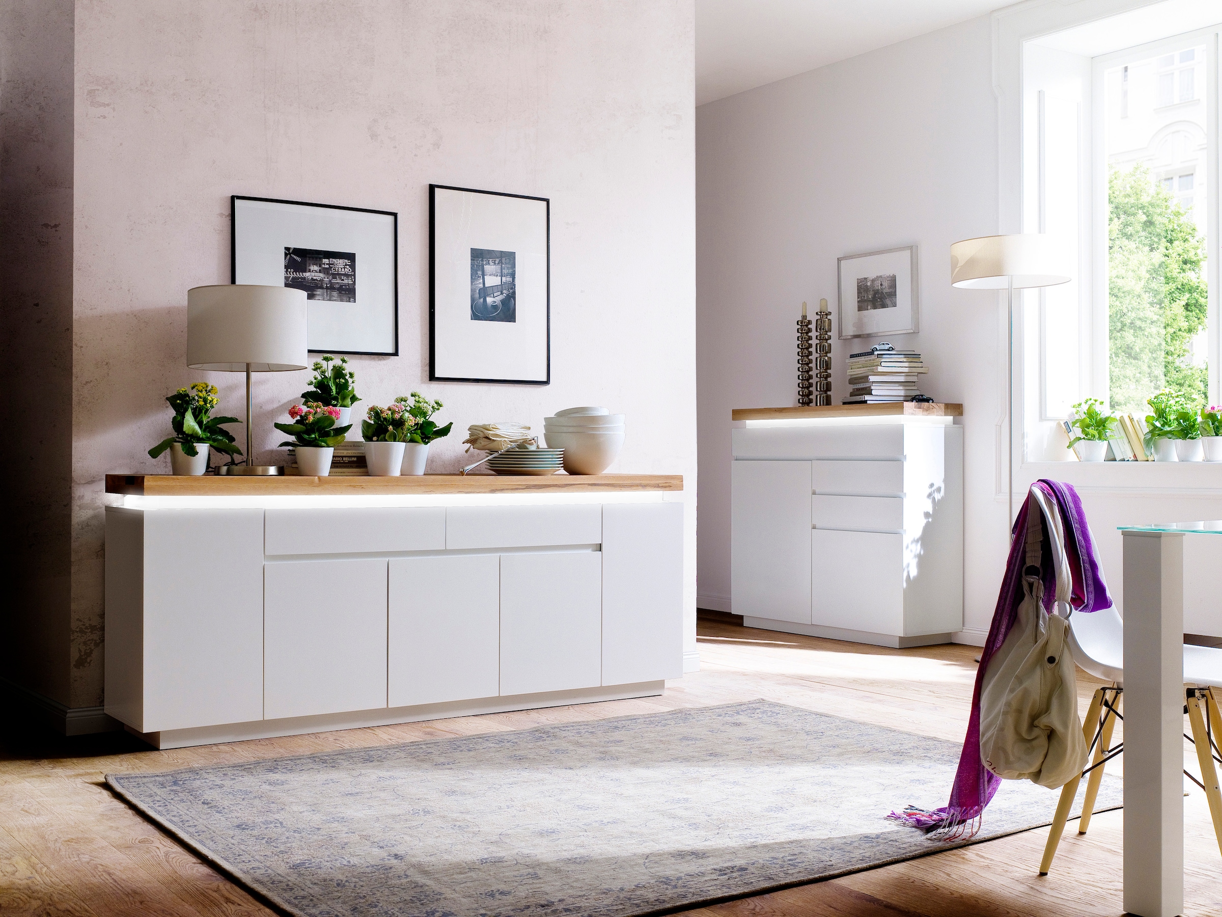 MCA furniture Sideboard »Romina«, mit LED Beleuchtung weiß dimmbar, inkl. Fernbedienung