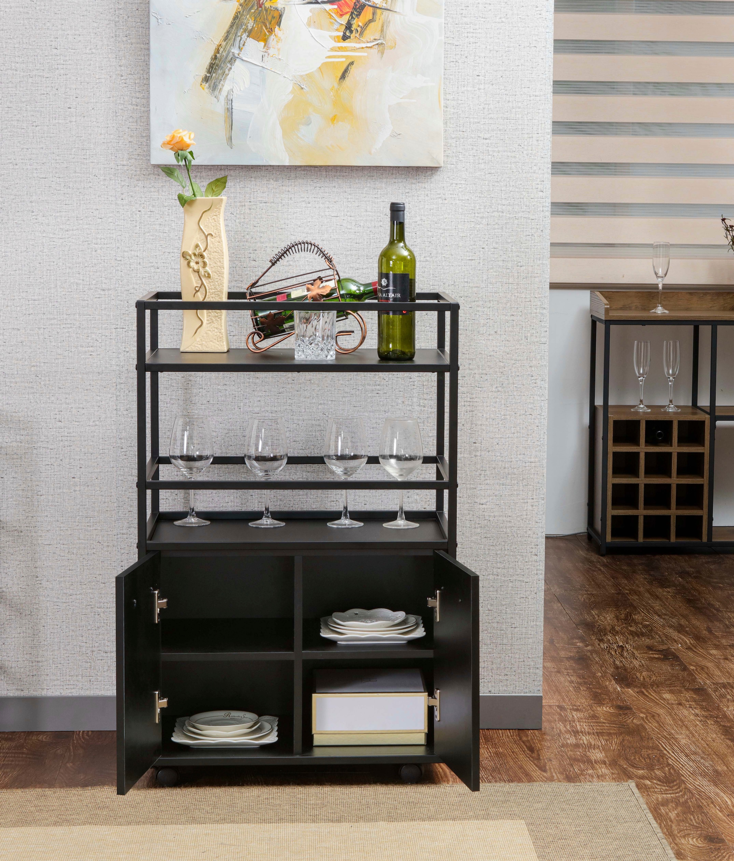 Home affaire Barschrank »Perth« 1 Stk. tlg. Barschrank mit 2 Türen & offenem Fach - (B/T/H) 60/40/94 cm