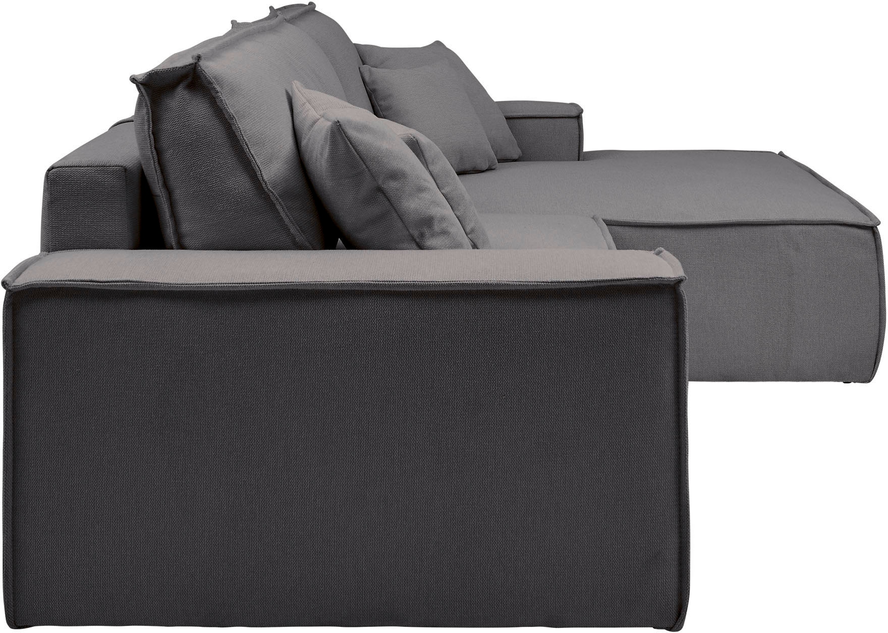 andas Ecksofa »Finnley Schlafsofa 267 cm in Bouclé, Struktur fein u. Cord, L-Form,«, Schlaffunktion m. Bettkasten (136/210 cm), Bouclé, Struktur und Cord
