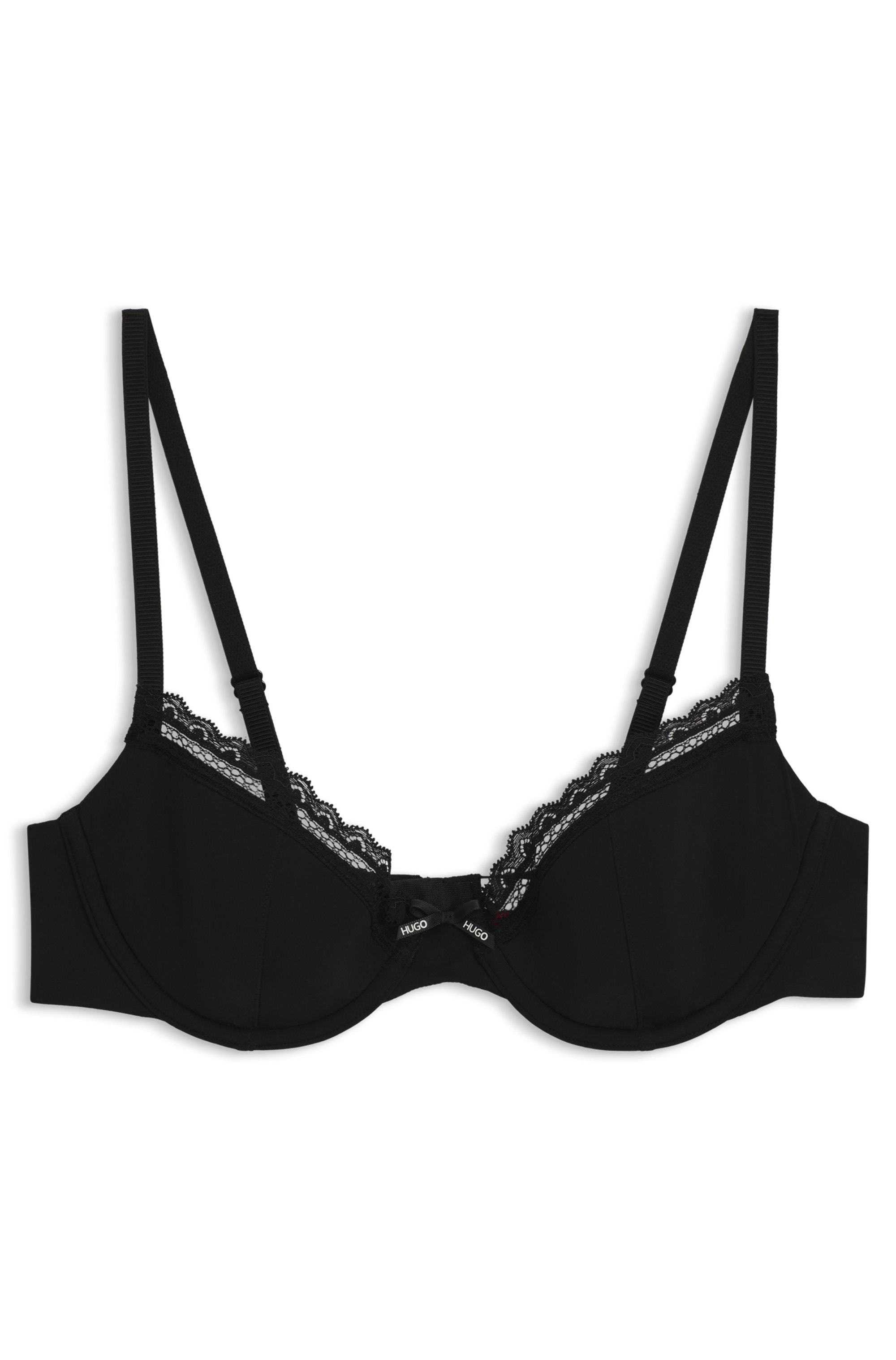 HUGO Underwear Bügel-BH »UNIQUE« aus elastischer Mikrofaser mit Spitzenbesatz, geformte Caps