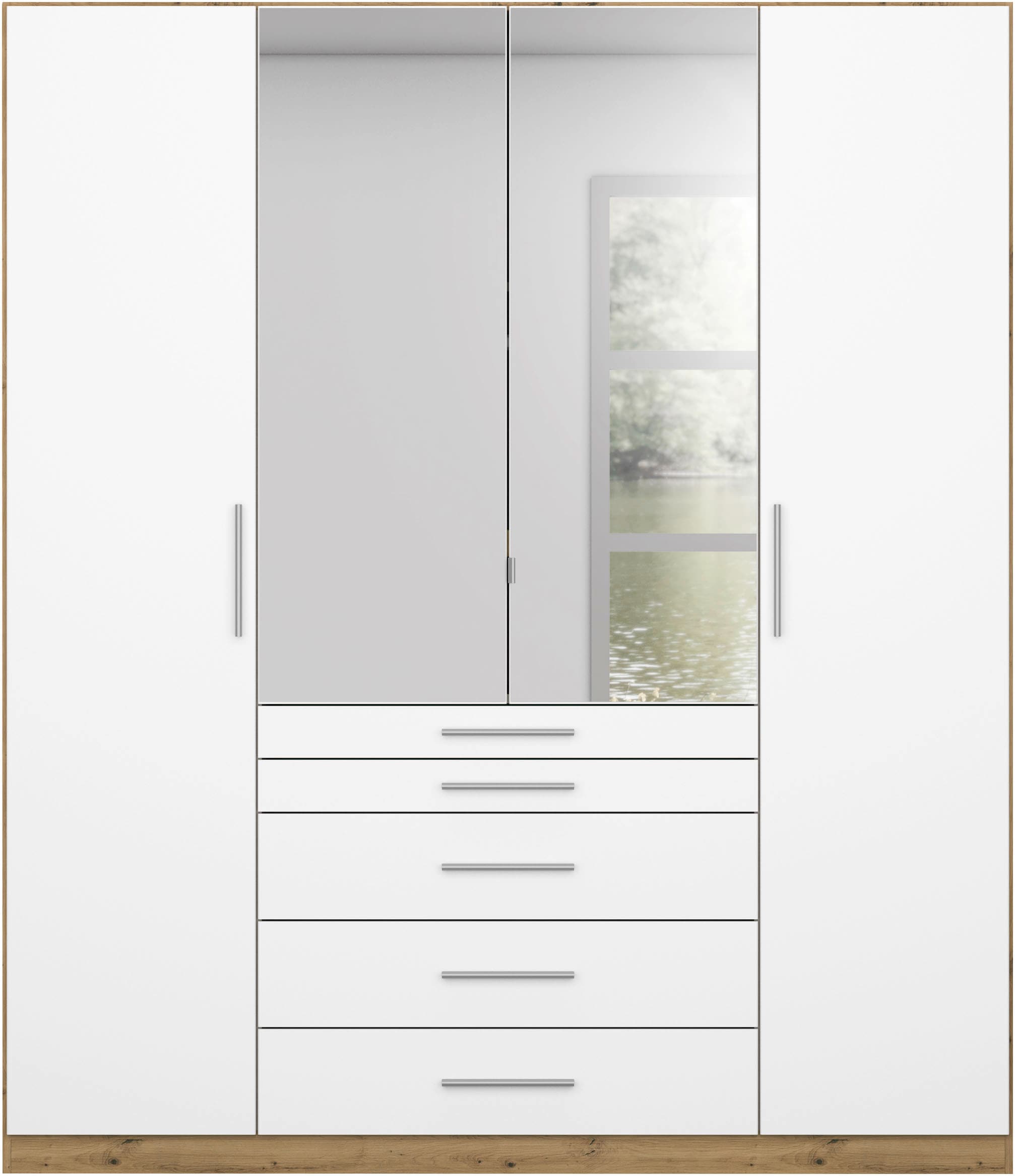 rauch Kleiderschrank »Schrank Drehtürenschrank Ankleide Garderobe Schlafzimmer WEINGARTEN« Breiten: 181/225/270 cm, Höhe 210 cm,  mit Spiegel, oberste Schublade mit Einteilung MADE IN GERMANY