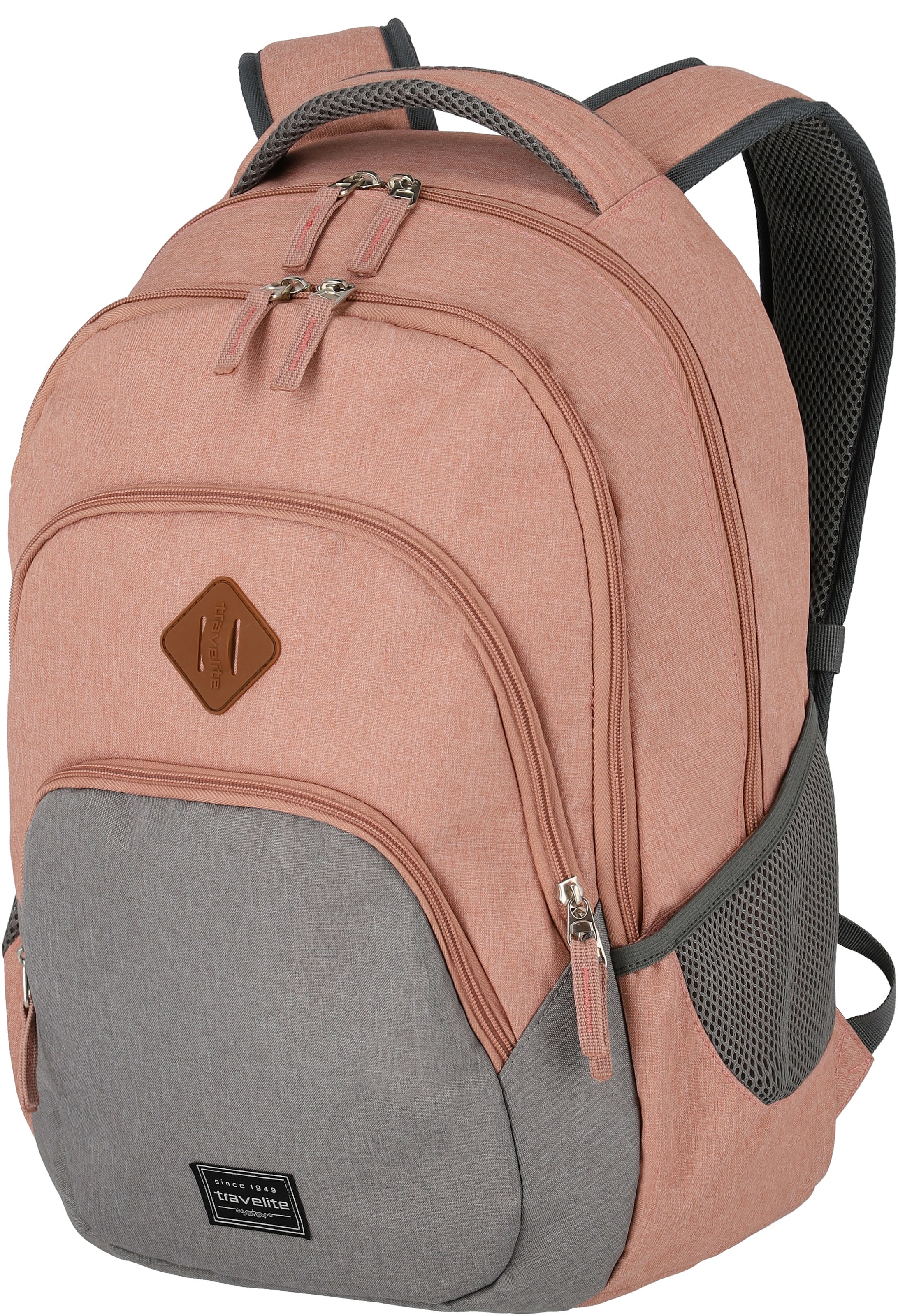 travelite Laptoprucksack »BASICS Melange, hellgrau«, Freizeitrucksack Arbeitsrucksack Schulrucksack Reiserucksack