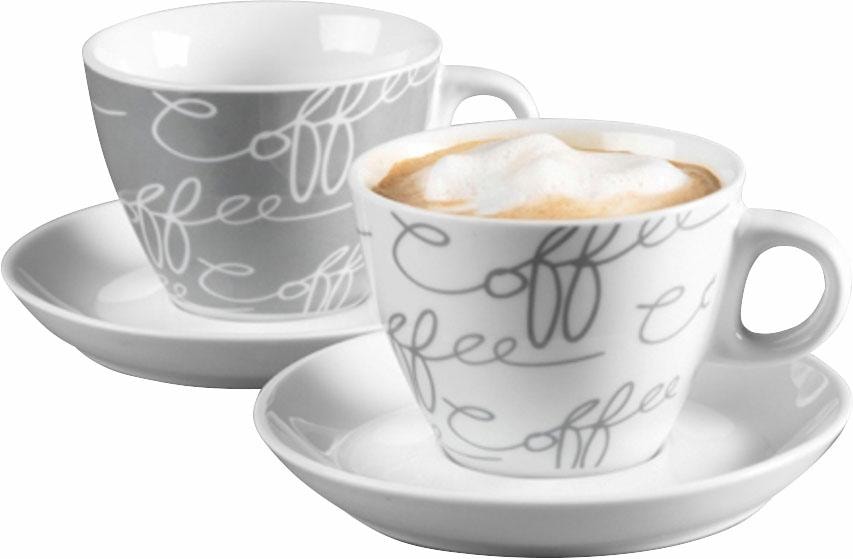 Ritzenhoff & Breker Cappuccinotasse »Cornello Grey«, (Set, 4 tlg.), 2 Tassen, 2 Untertassen