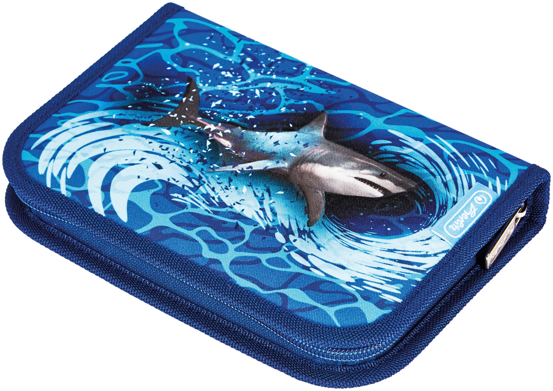 Herlitz Schulranzen »Loop Plus, Blue Shark«, Floureszierende Flächen-reflektierende Streifen auf den Schultergurten-Reflektoren